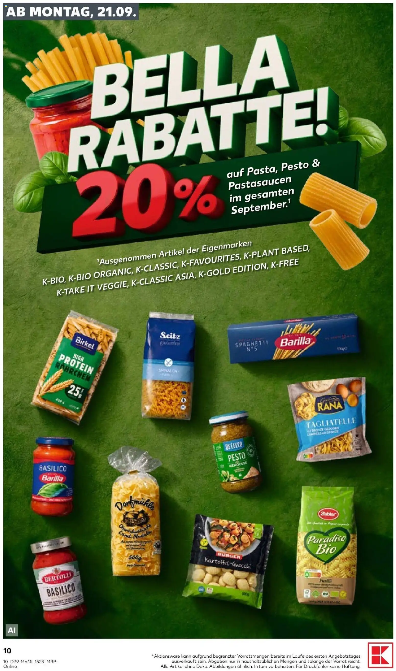 Kaufland Prospekt Leipzig – gültig ab 21.09.2026 | Seite: 10 | Produkte: Barilla, Spaghetti