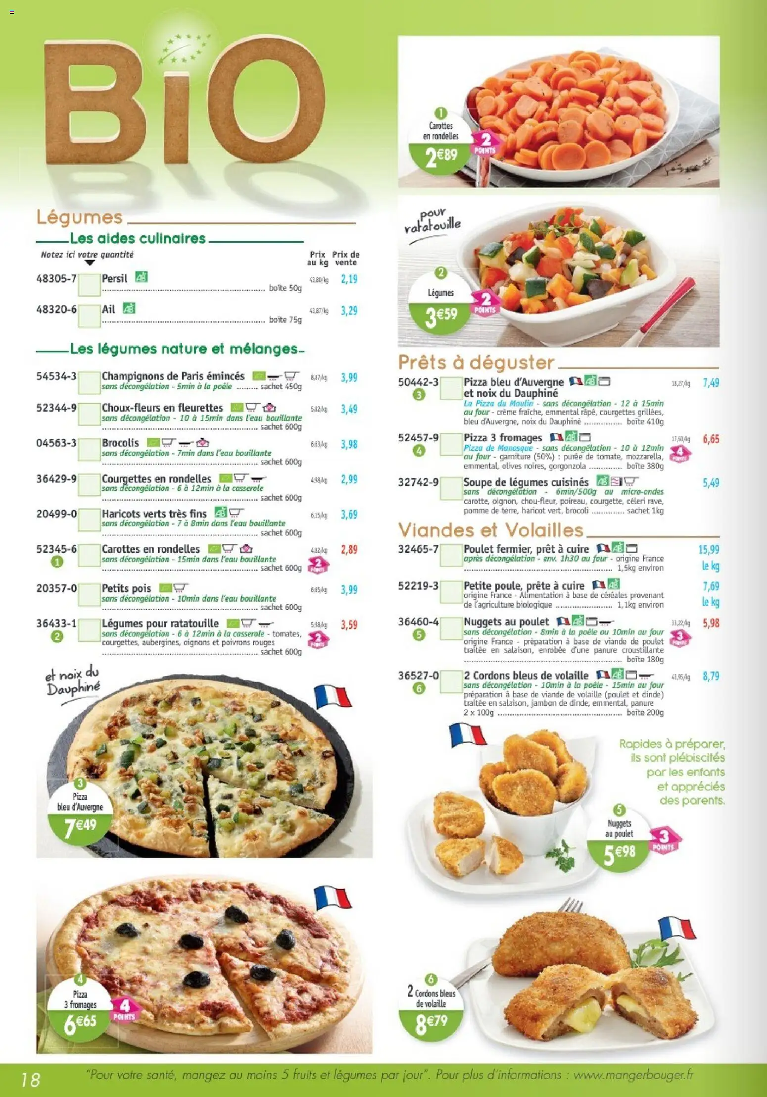 {H1} | Page: 18 | Produits: Pomme, Volaille, Emmental, Viande de poulet