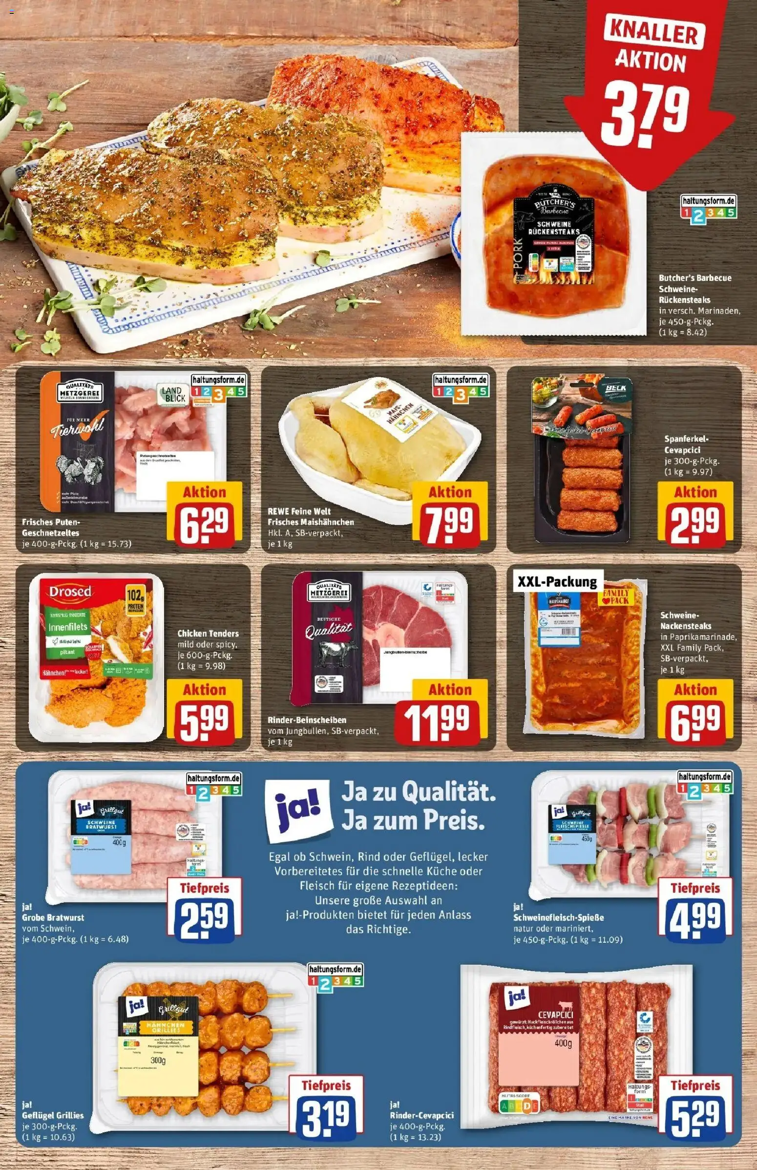 REWE Prospekt ab 07.09.2026 zum Blättern » Angebote | Seite: 9 | Produkte: Nackensteaks, Mais, Bratwurst, Küche