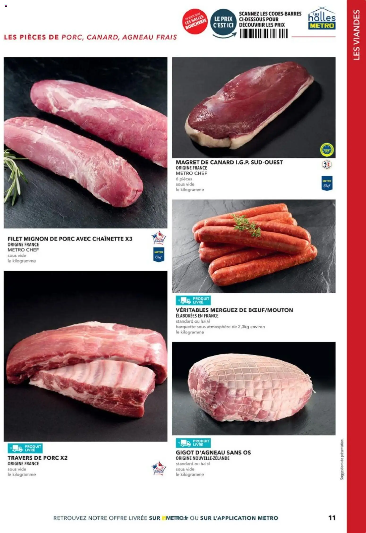 {H1} | Page: 11 | Produits: Magret de canard, Travers de porc, Filet mignon, Porc