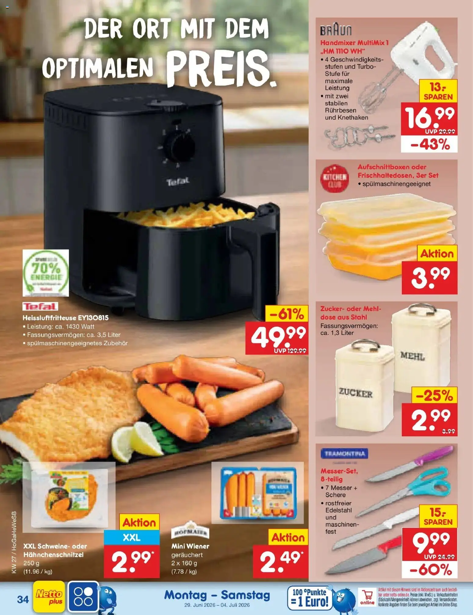Netto Marken-Discount Prospekt Bremen-Lesum – gültig ab 29.06.2026 | Seite: 52 | Produkte: Rührbesen, Handmixer, Zucker, Heißluftfritteuse