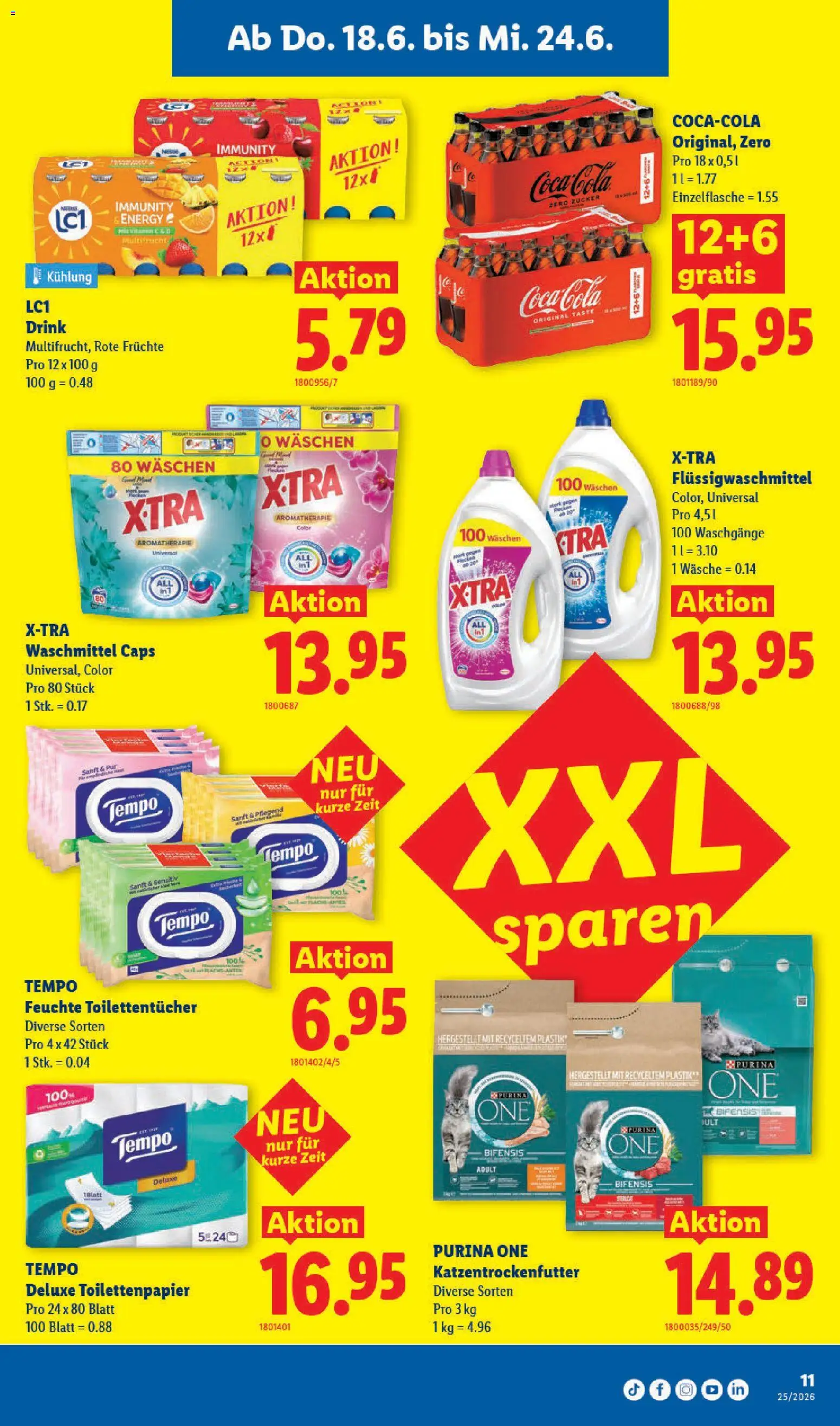 Lidl aktionen – gültig ab 18.06.2026 | Seite: 13 | Produkte: Coca Cola, Waschmittel, Zucker, Toilettenpapier