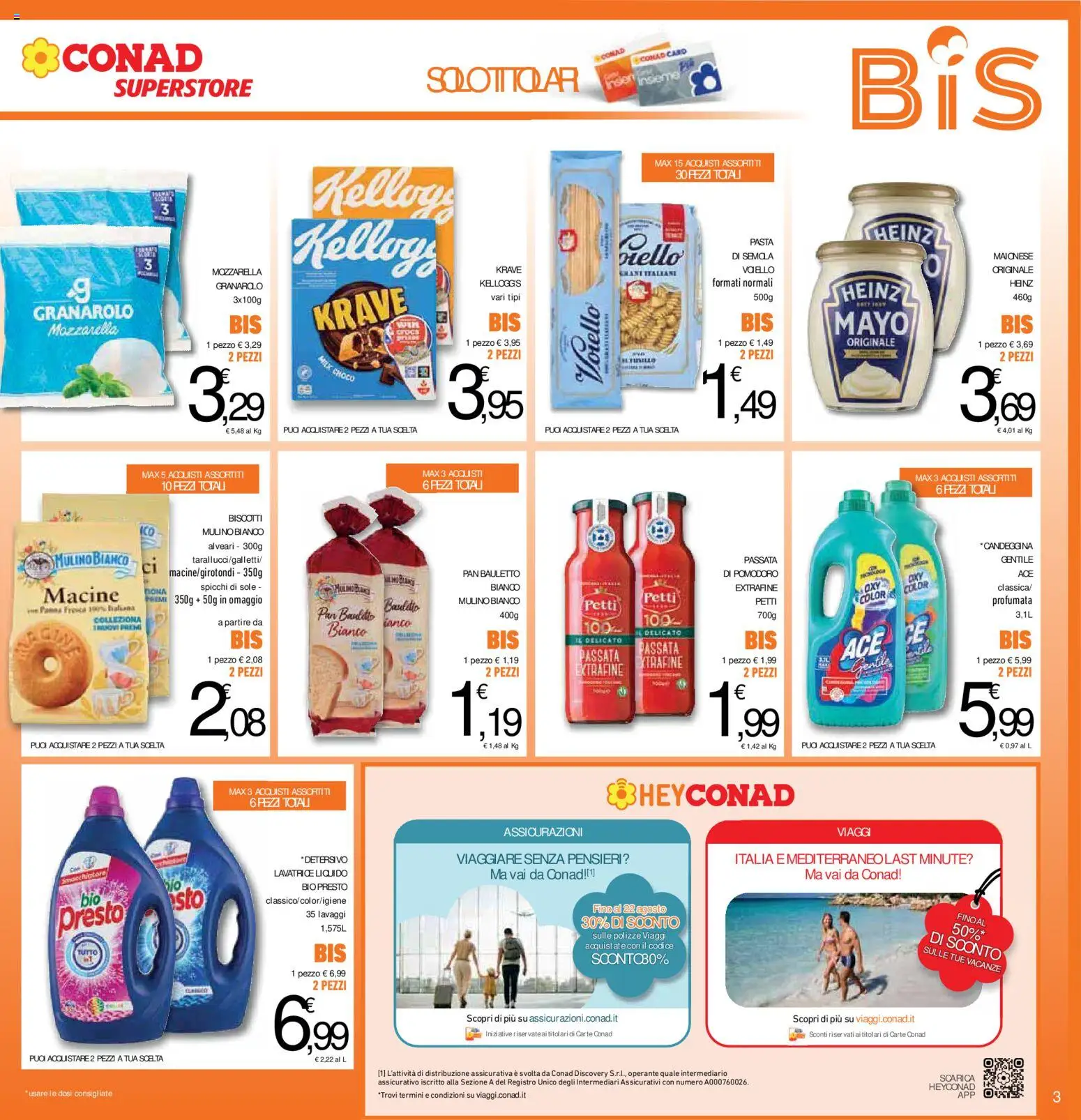 Volantino Conad del 15/07/2026 | Pagina: 3 | Prodotti: Maionese, Mozzarella, Pasta, Passata di pomodoro