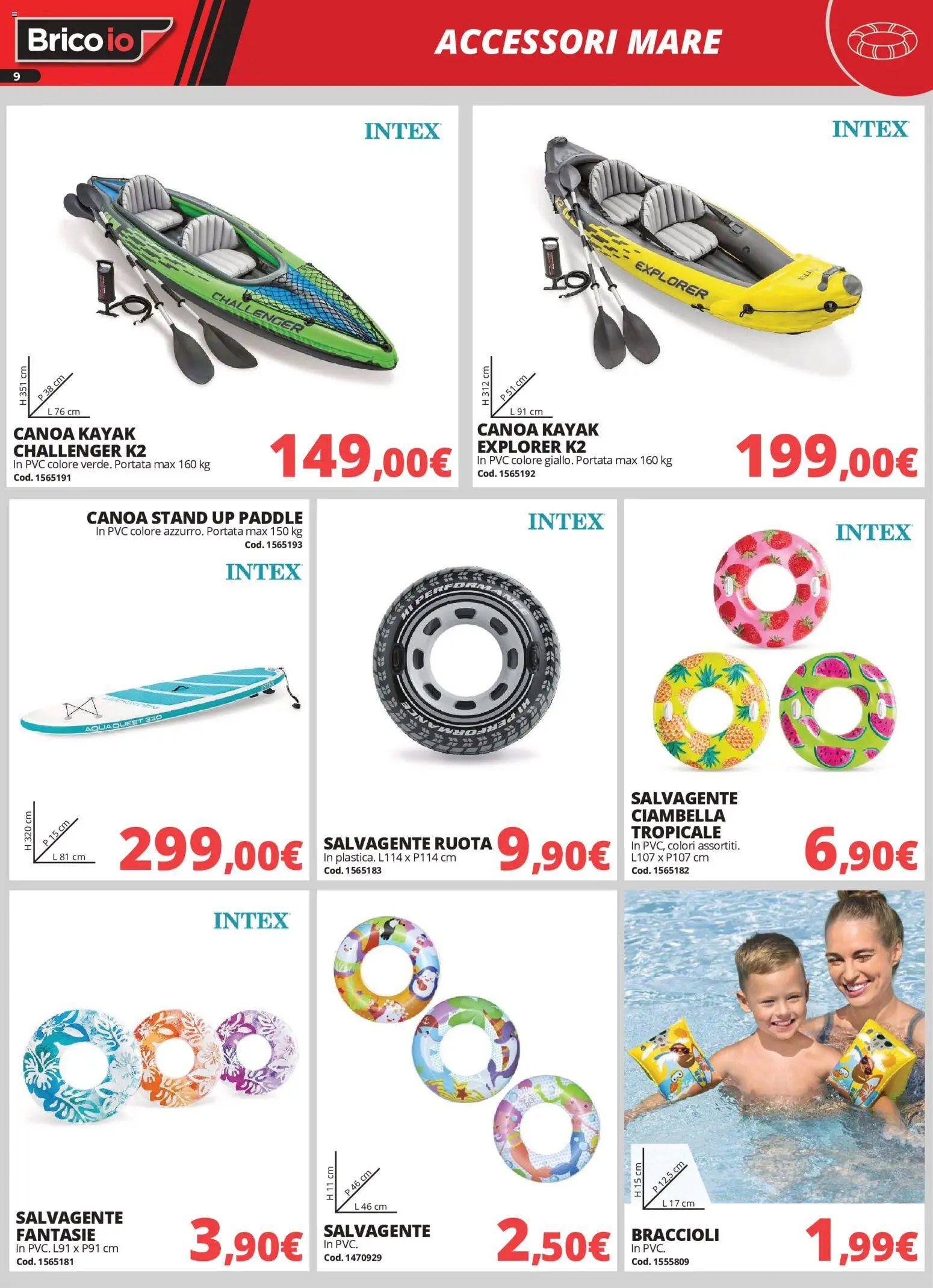 Volantino Brico io del 18/06/2026 | Pagina: 9 | Prodotti: Braccioli, Salvagente