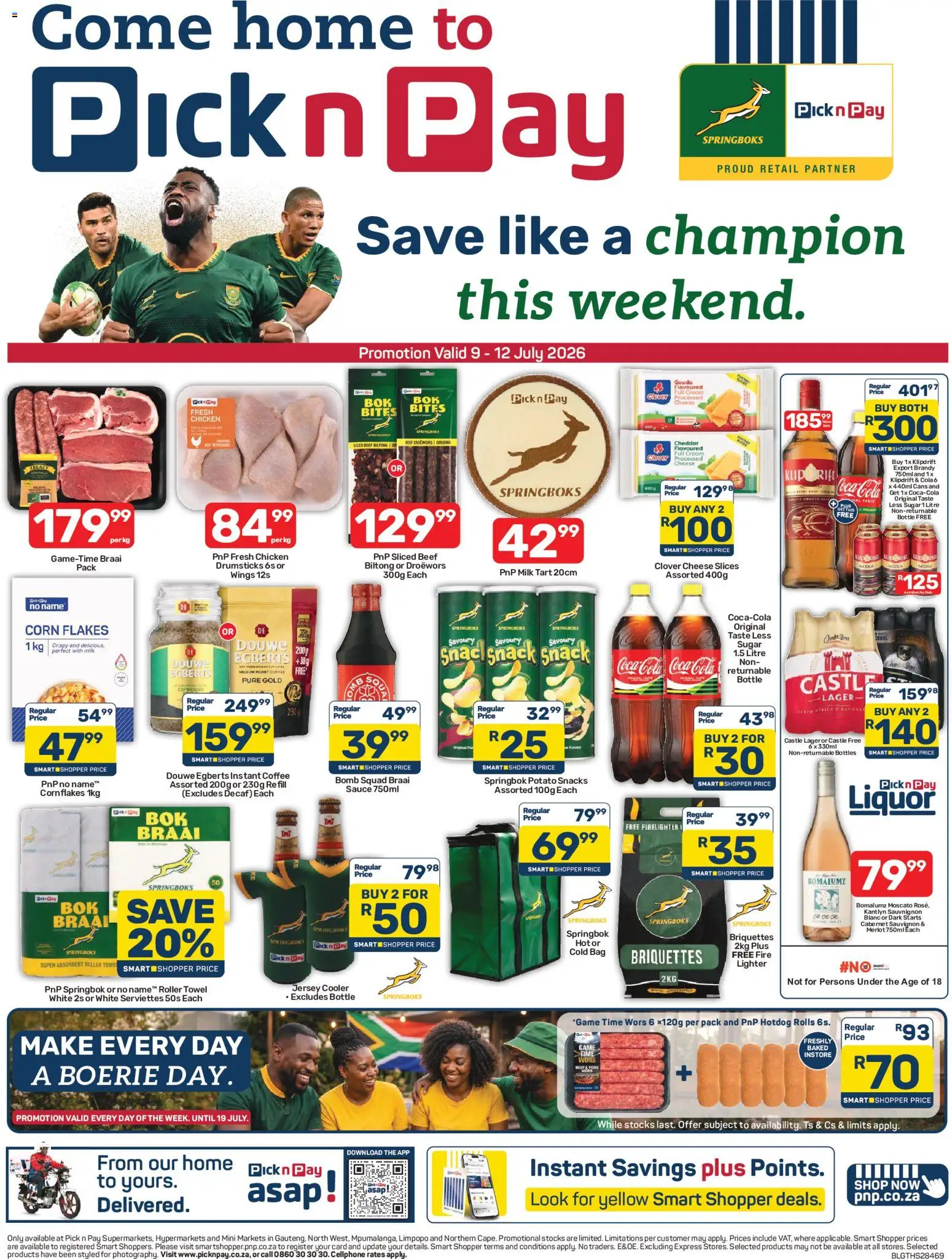 New Pick n Pay catalogue – valid from 09/07/2026 | Page: 1 | Products: Bag, Brandy, Milk, Cream