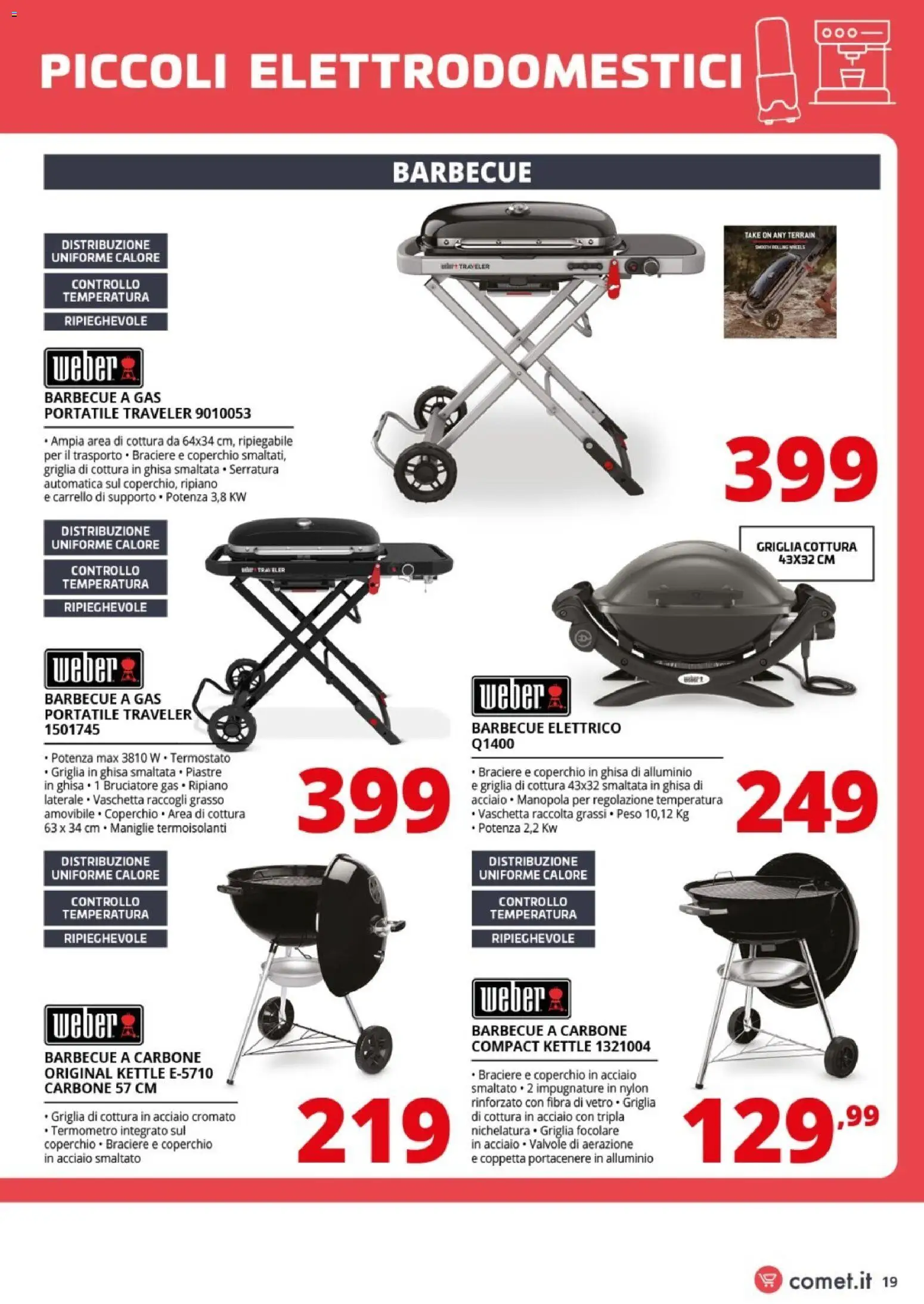 Volantino Comet del 21/08/2026 | Pagina: 19 | Prodotti: Barbecue, Barbecue a gas, Carrello, Griglia