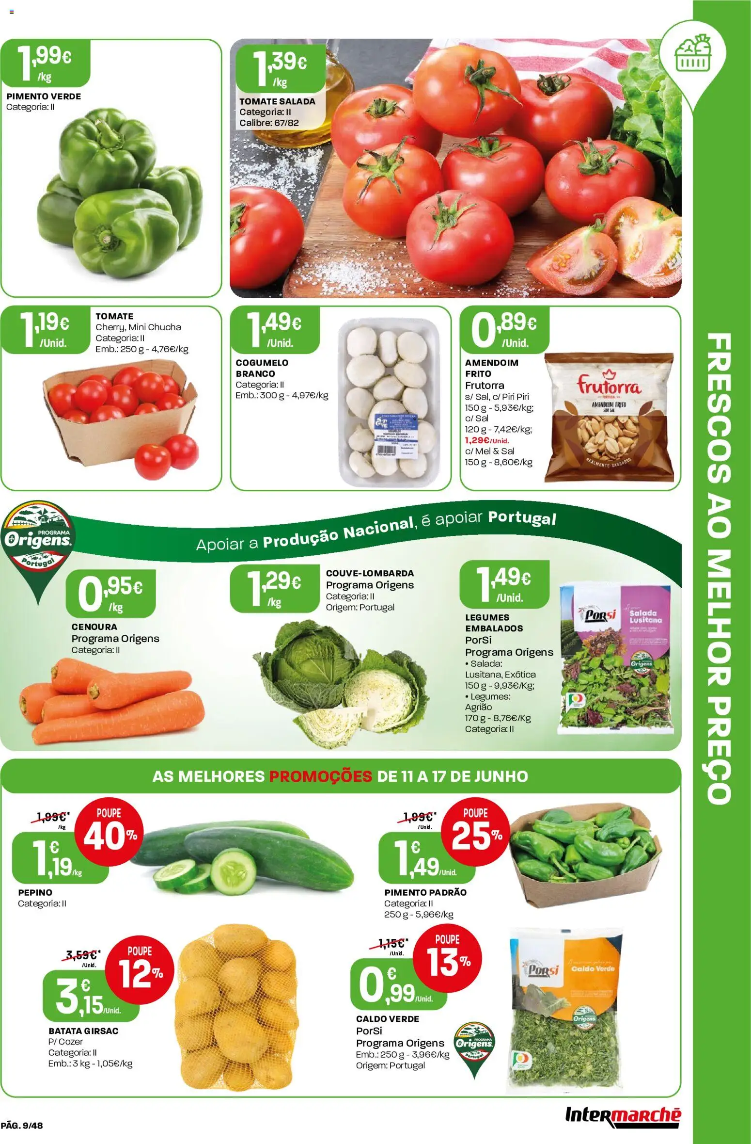 Intermarché folheto │ válido de 11.06.2026 | Página: 9 | Produtos: Batata, Tomate, Cenoura, Salada
