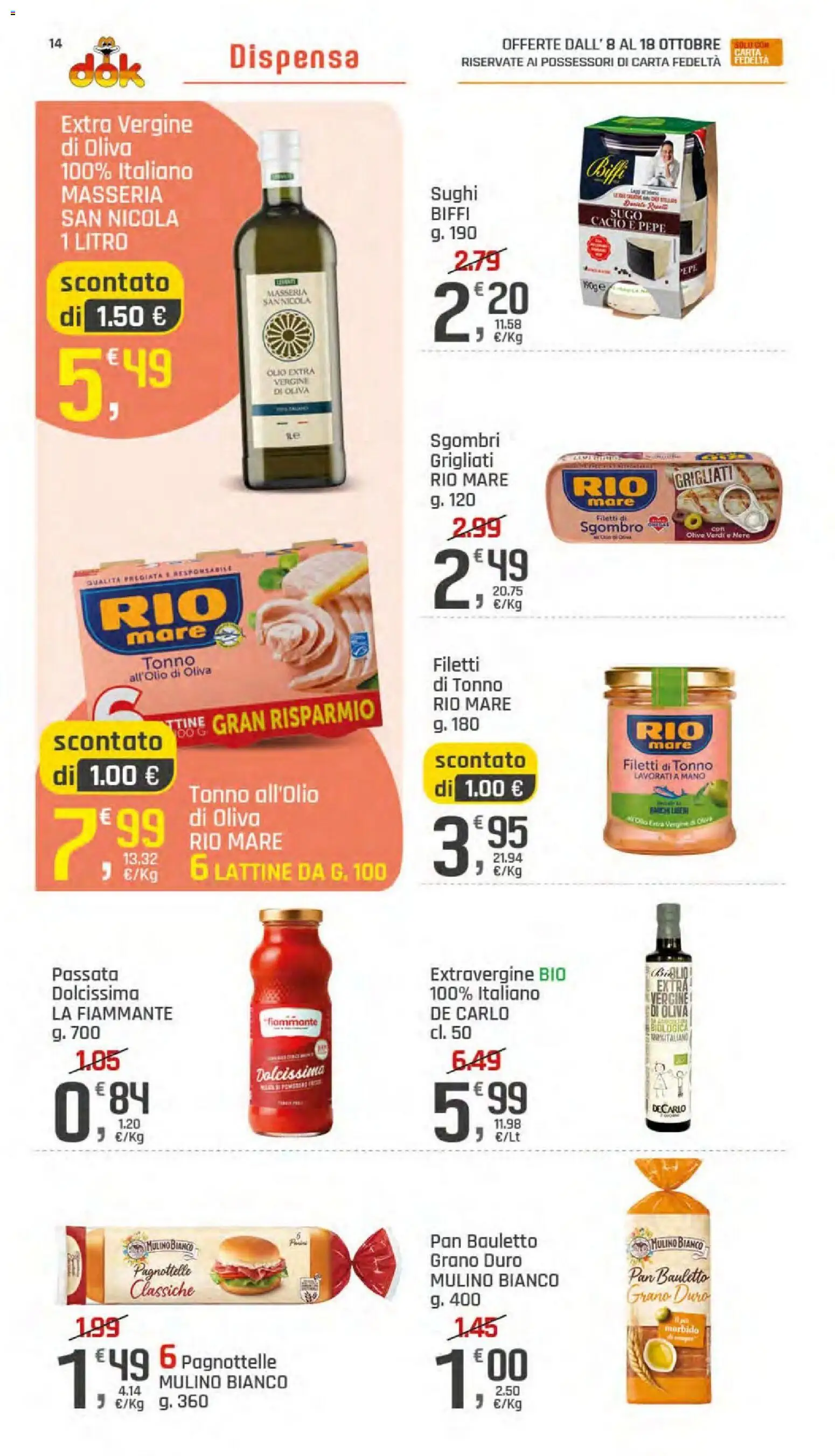 Volantino DOK del 08/10/2026 | Pagina: 14 | Prodotti: Olio, Olive, Tonno, Olio extra vergine