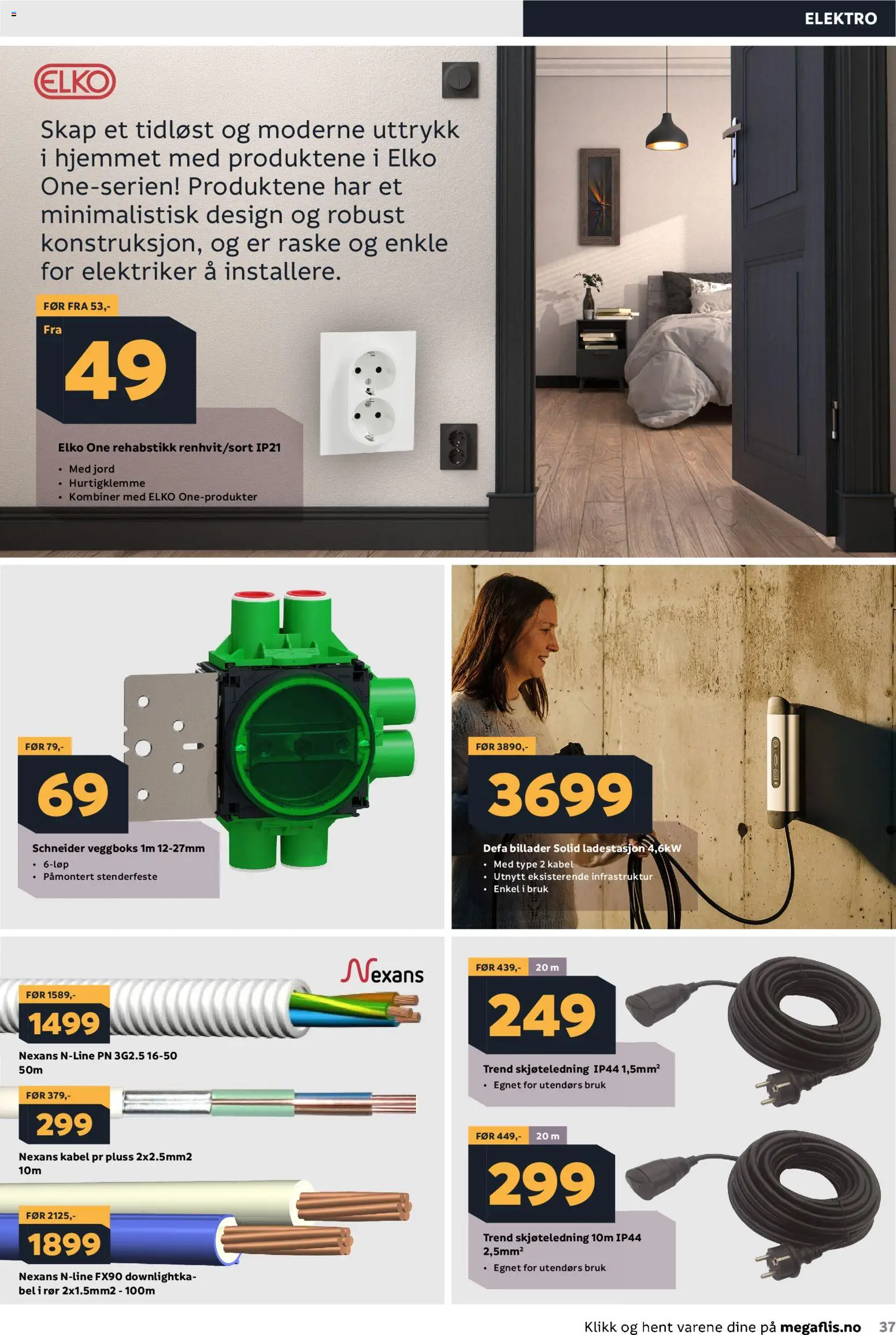 {H1} | Side: 37 | Produkter: Ladestasjon, Billader, Skjøteledning, Kabel