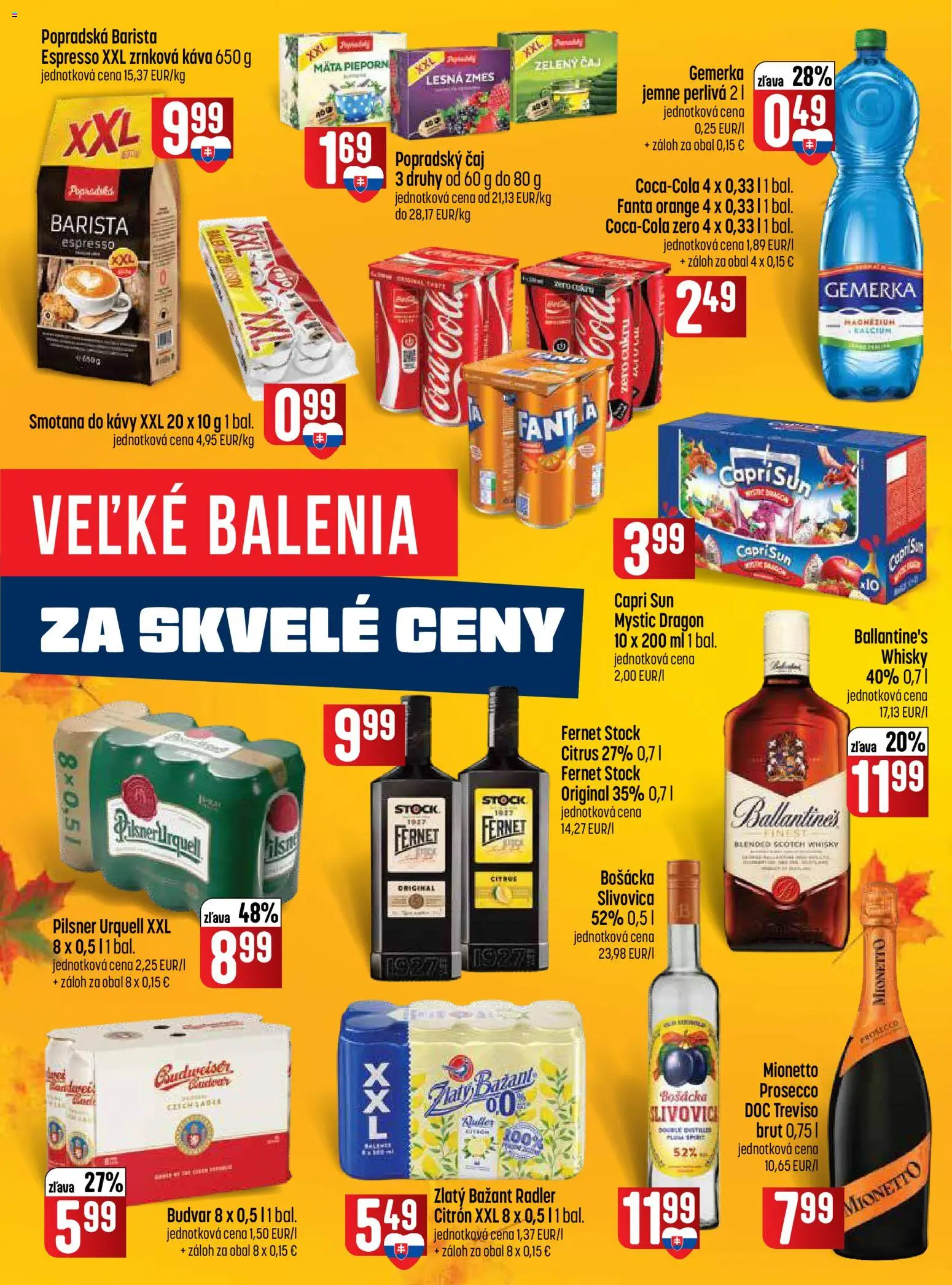 Nové COOP Jednota akcie – leták je platný od 03.09.2026 | Strana: 6 | Produkty: Smotana, Zlatý Bažant, Zelený čaj, Fernet