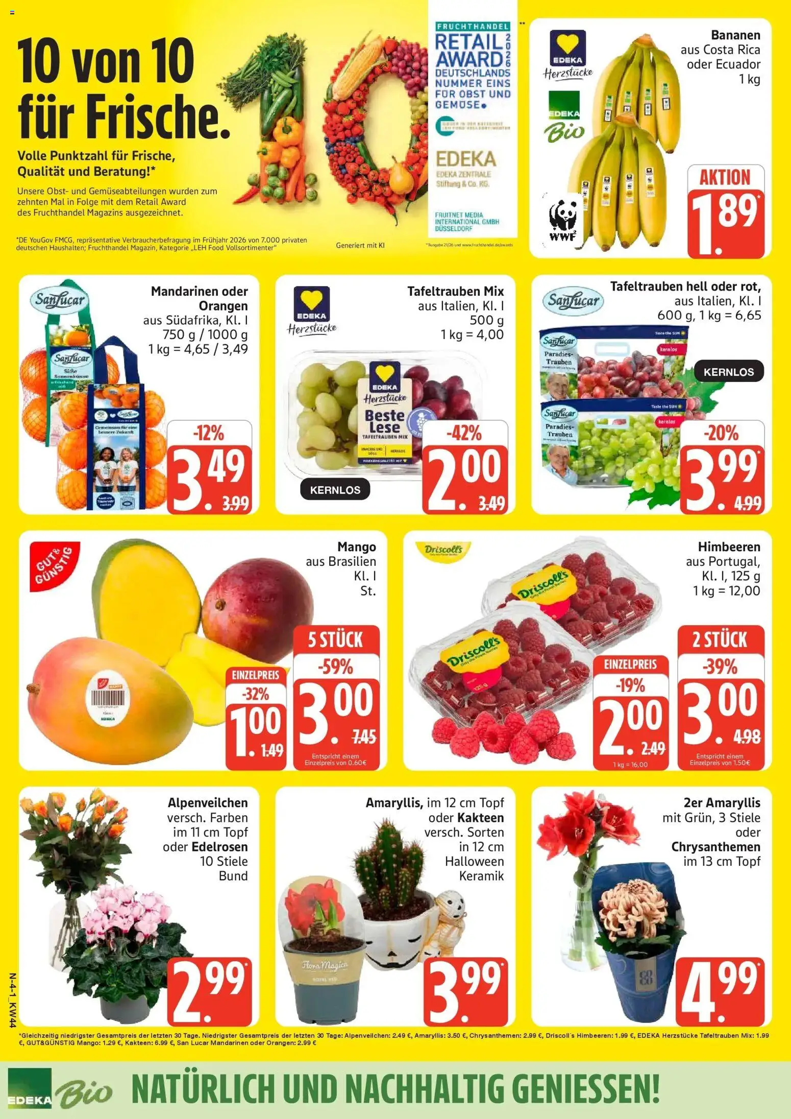 Marktkauf Prospekt Neuenkirchen (ab 26.10.2026) » Angebote online | Seite: 4 | Produkte: Trauben, Mandarinen, Gemüse, Obst