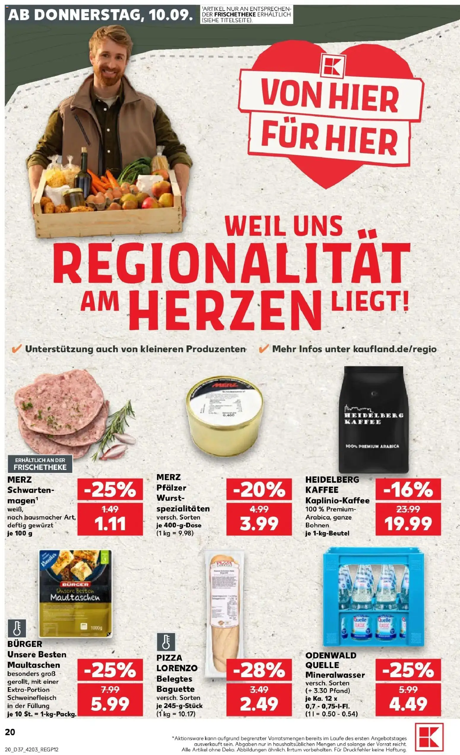 Prospekt Kaufland ab 10.09.2026 » Angebote Online zum Blättern | Seite: 20 | Produkte: Spezialitäten, Baguette, Mineralwasser, Maultaschen