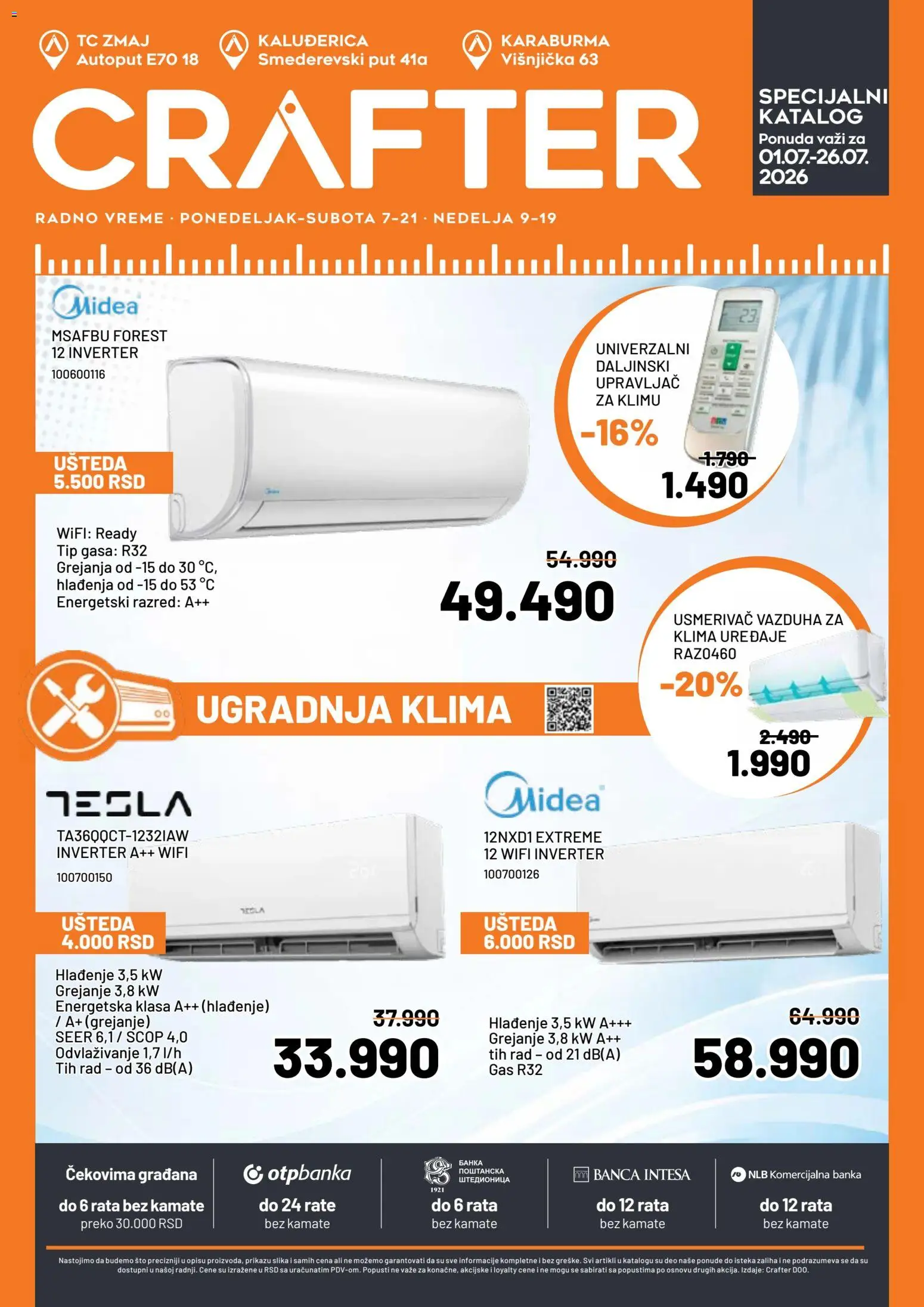 Crafter katalog - važi od 01.07.2026 | Strana: 1 | Proizvode: Sto, Klima