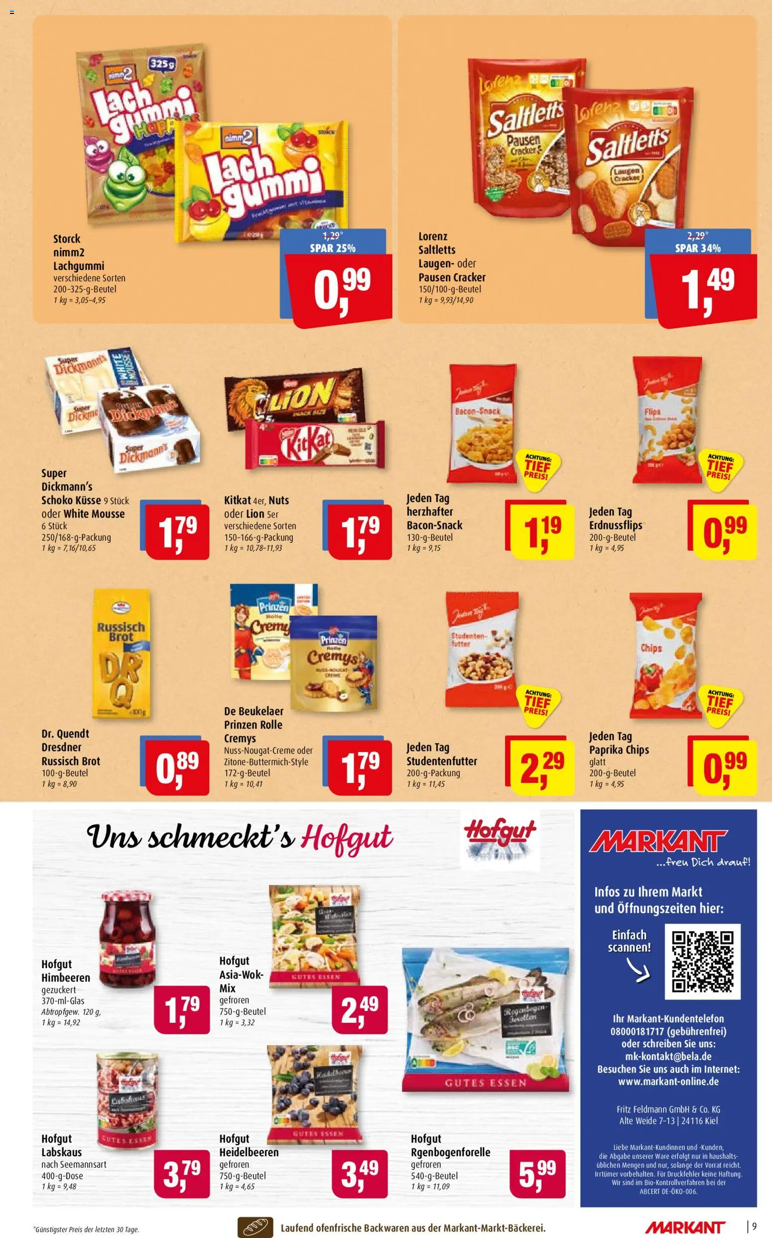 Markant Prospekt – gültig ab 06.07.2026 | Seite: 9 | Produkte: Creme, Heidelbeeren, Paprika, Brot