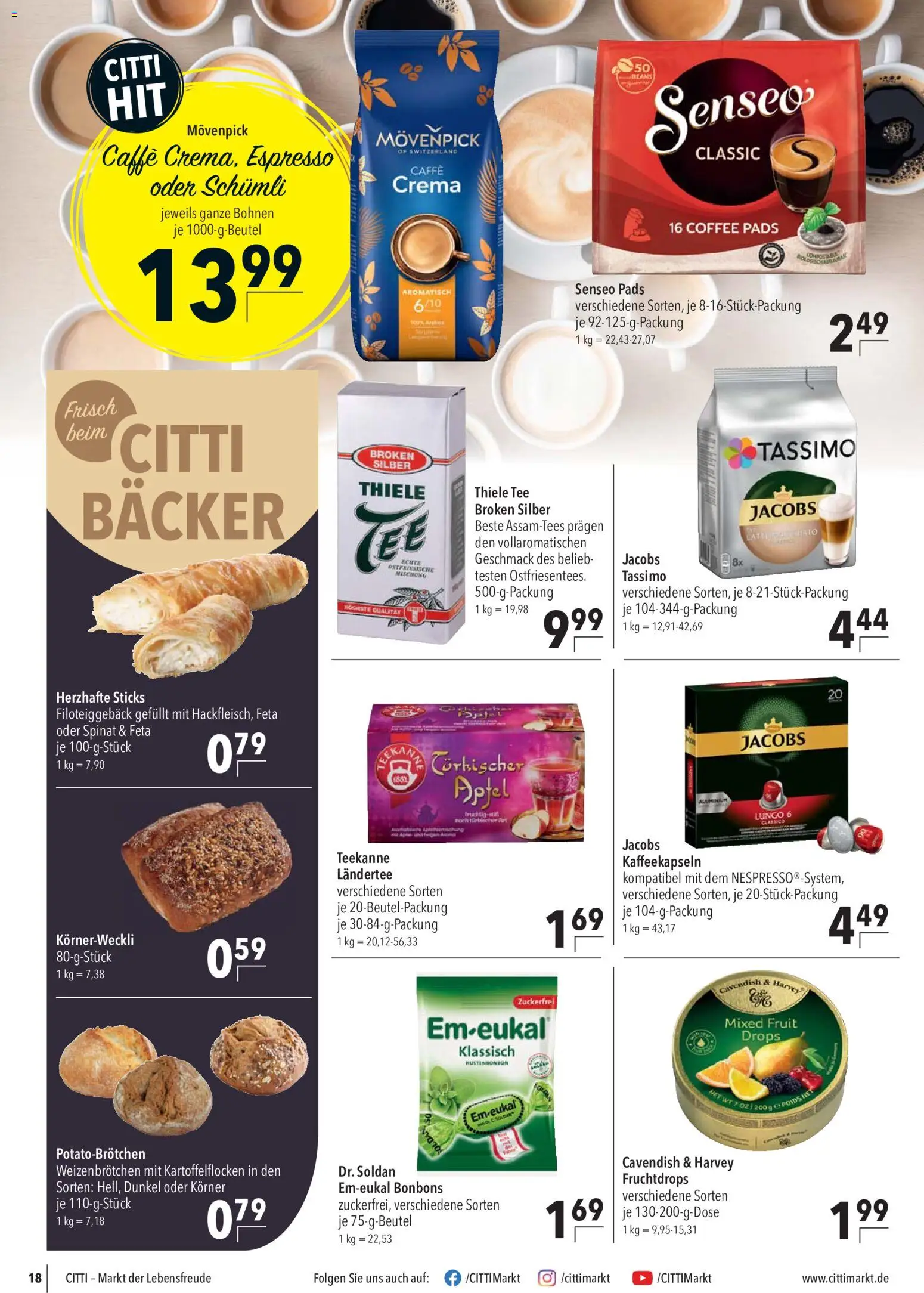 CITTI Markt Prospekt – gültig ab 30.09.2026 | Seite: 18 | Produkte: Senseo, Feta, Tür, Tee