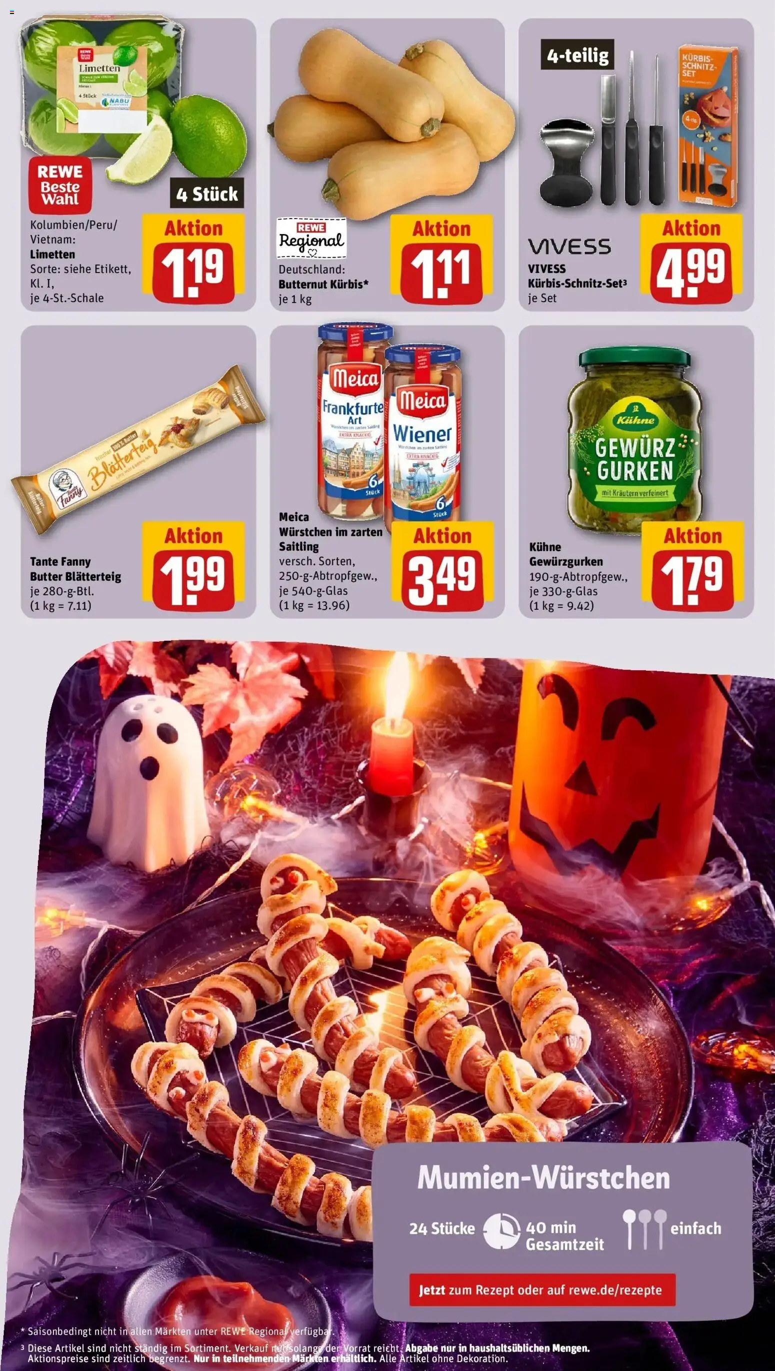 REWE Prospekt ab 26.10.2026 zum Blättern » Angebote | Seite: 5 | Produkte: Butter, Limetten, Kürbis, Gurken