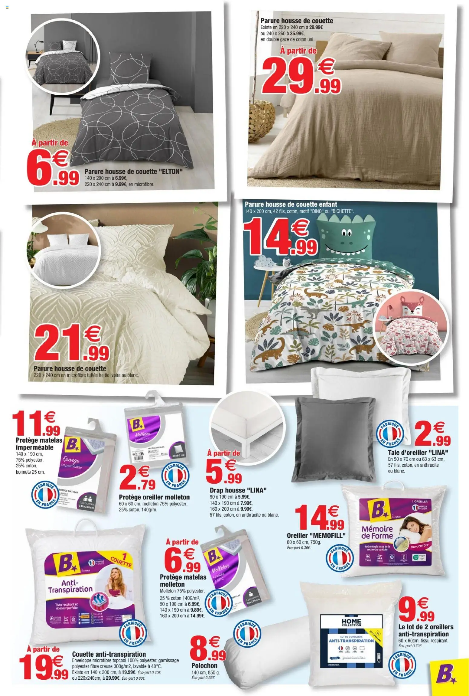 {H1} | Page: 7 | Produits: Taie d'oreiller, Enveloppe, Oreiller, Couette