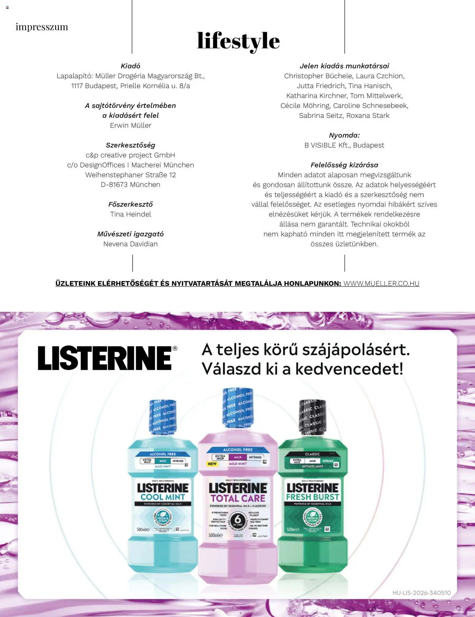 Müller akciós ujság - amely érvényes a következő dátumtól: 2026.10.02. | Oldal: 50 | Termékek: Listerine, Müller