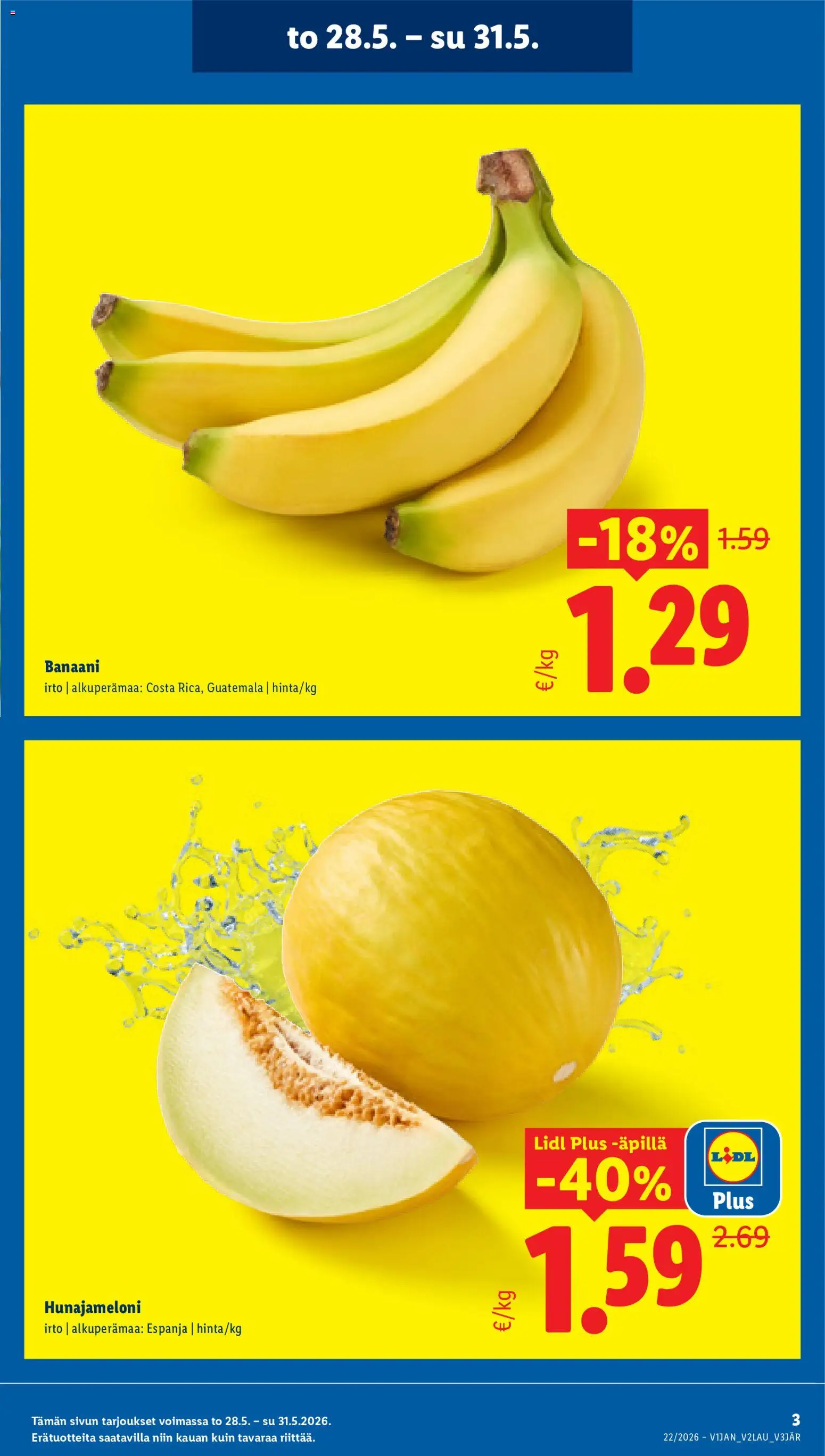 Lidl tarjoukset – voimassa 28.05.2026 alkaen | Sivu: 3 | Tuotteet: Hunajameloni