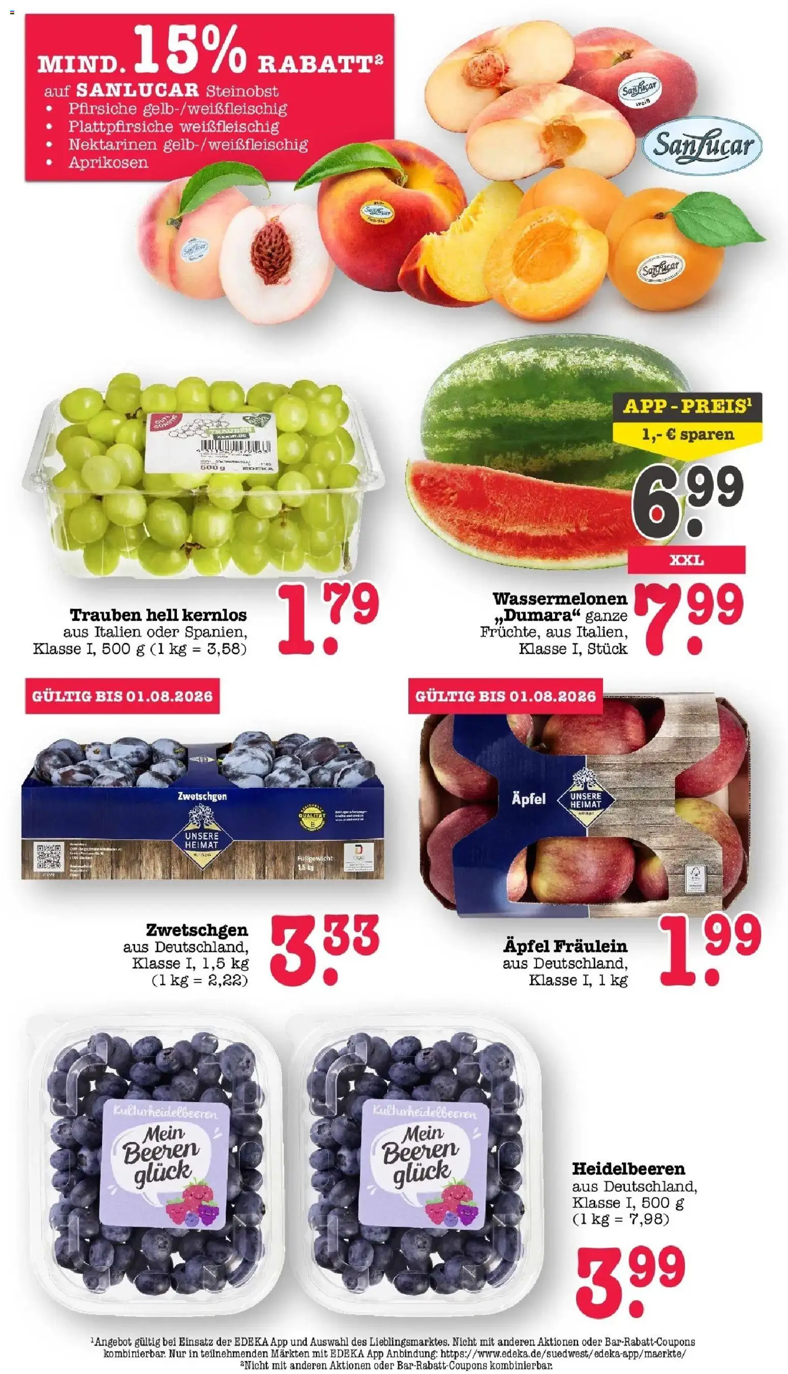 Edeka prospekt Bühlertal – gültig ab 13.07.2026 | Seite: 24 | Produkte: Nektarinen, Trauben, Äpfel, Heidelbeeren