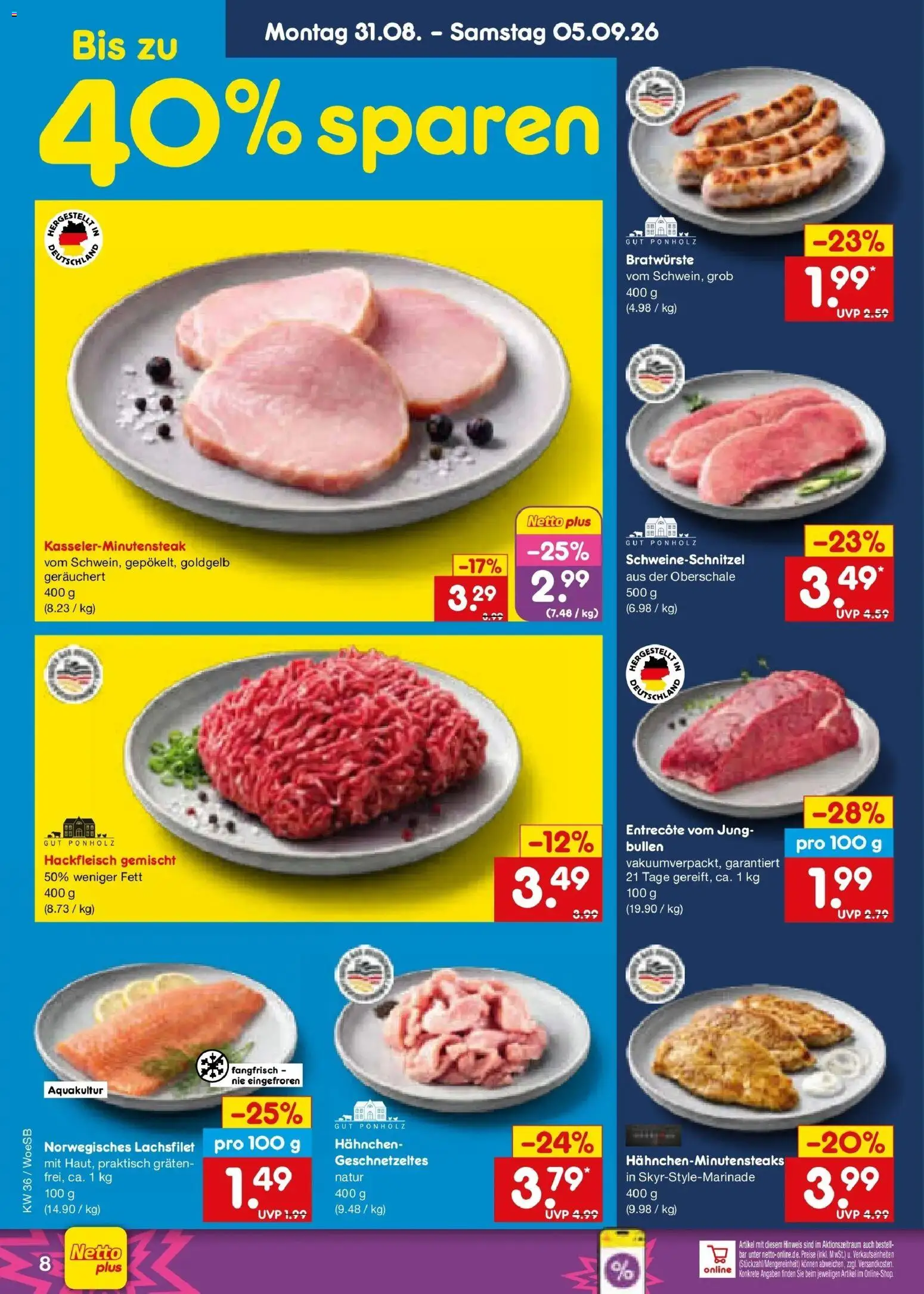 Netto Marken-Discount Prospekt Gemmingen (ab 31.08.2026) » Angebote | Seite: 10 | Produkte: Hahnchen, Entrecote, Hackfleisch