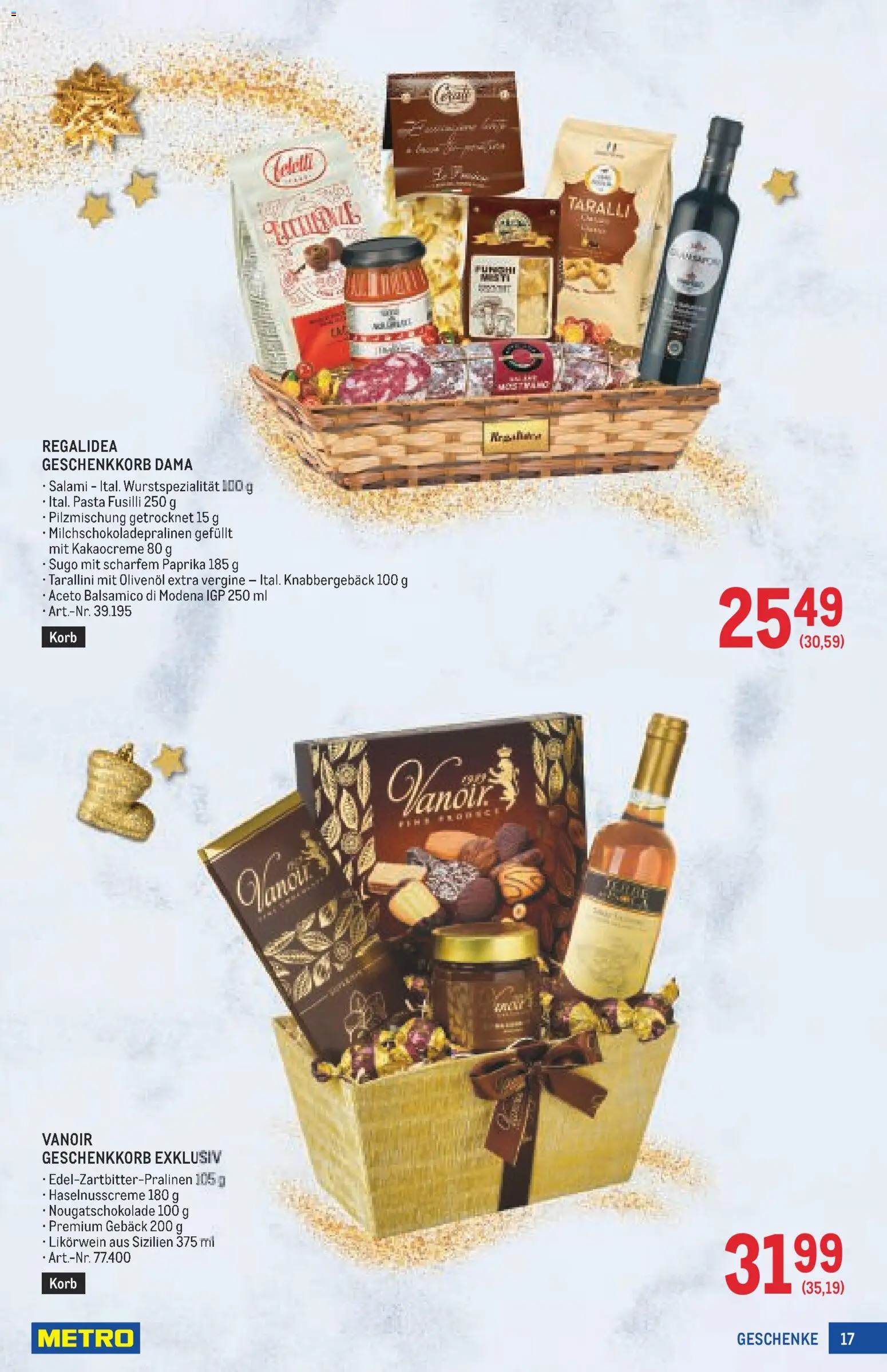 Metro angebote Weihnachtsdeko gültig ab 15.10.2026 | Seite: 17 | Produkte: Pasta, Korb, Gebäck, Salami