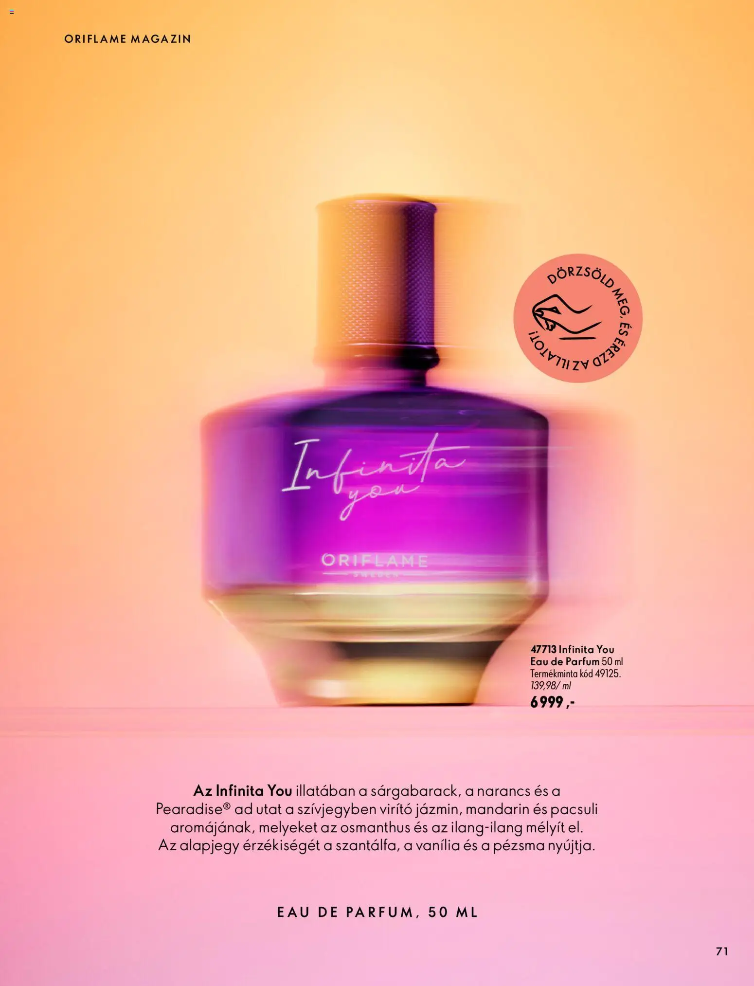 Oriflame akciós ujság - amely érvényes a következő dátumtól: 2026.09.30. | Oldal: 71 | Termékek: Vanília, Parfüm, Narancs, Mandarin