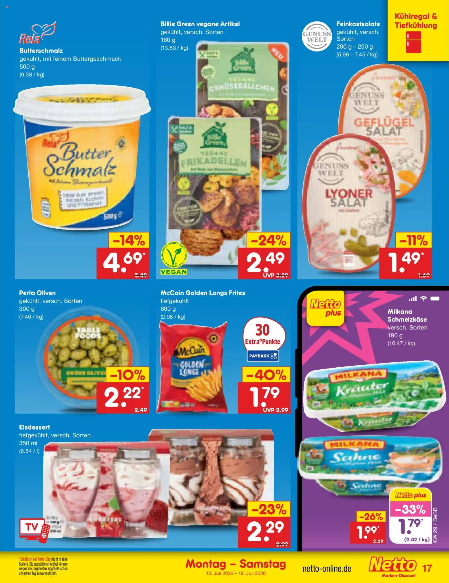 Netto Marken-Discount Prospekt – gültig ab 13.07.2026 | Seite: 21 | Produkte: Butterschmalz, Butter, McCain, Salat