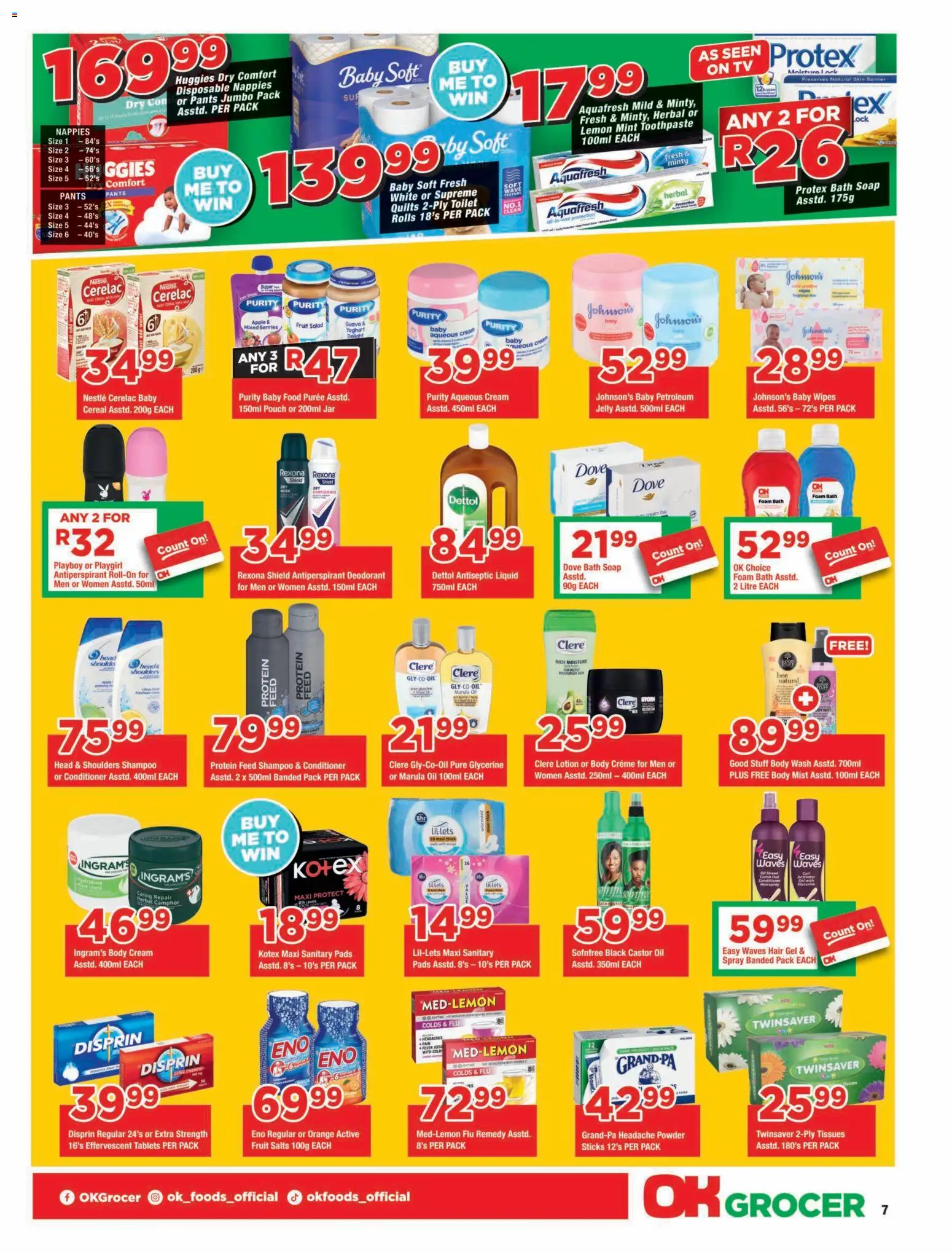 New OK Foods catalogue – valid from 24/07/2026 | Page: 7 | Products: Bath, Shampoo, Water, Foam
