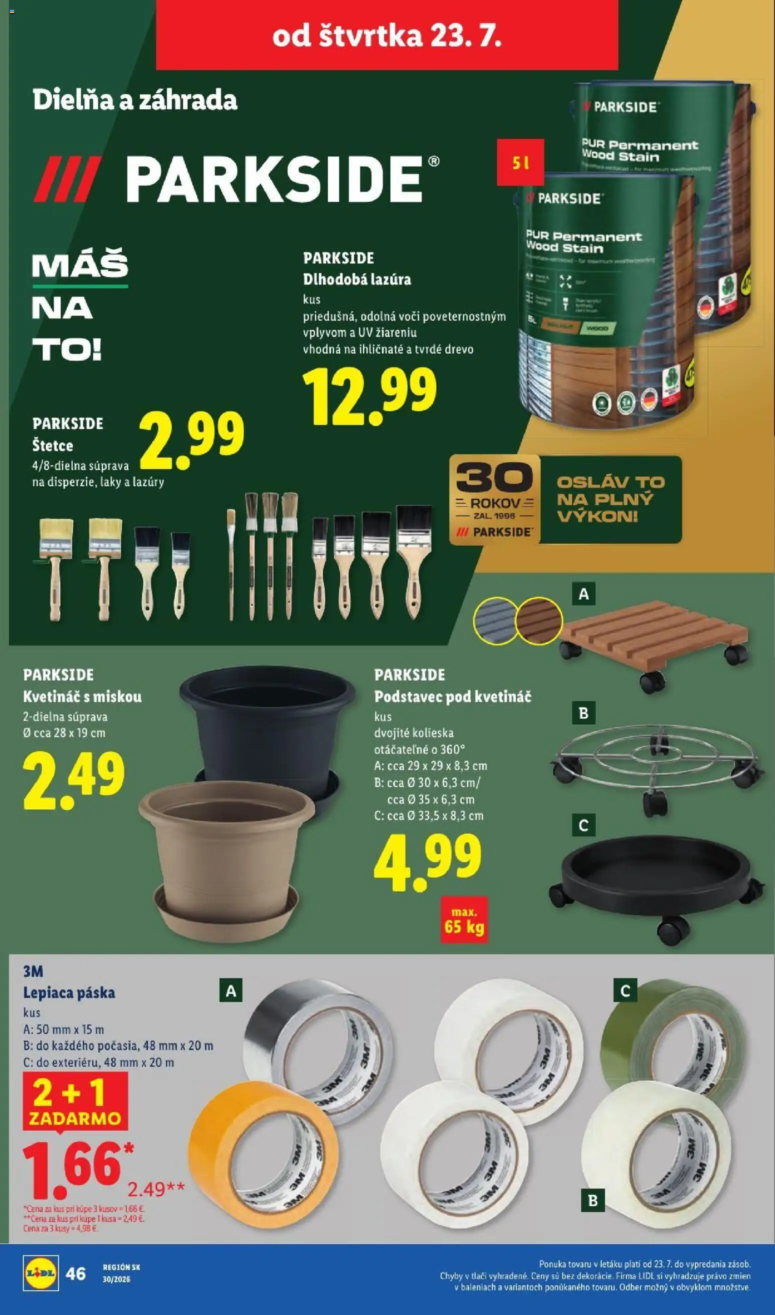 Nové Lidl akcie – leták je platný od 20.07.2026 | Strana: 94 | Produkty: Parkside, Kvetináč