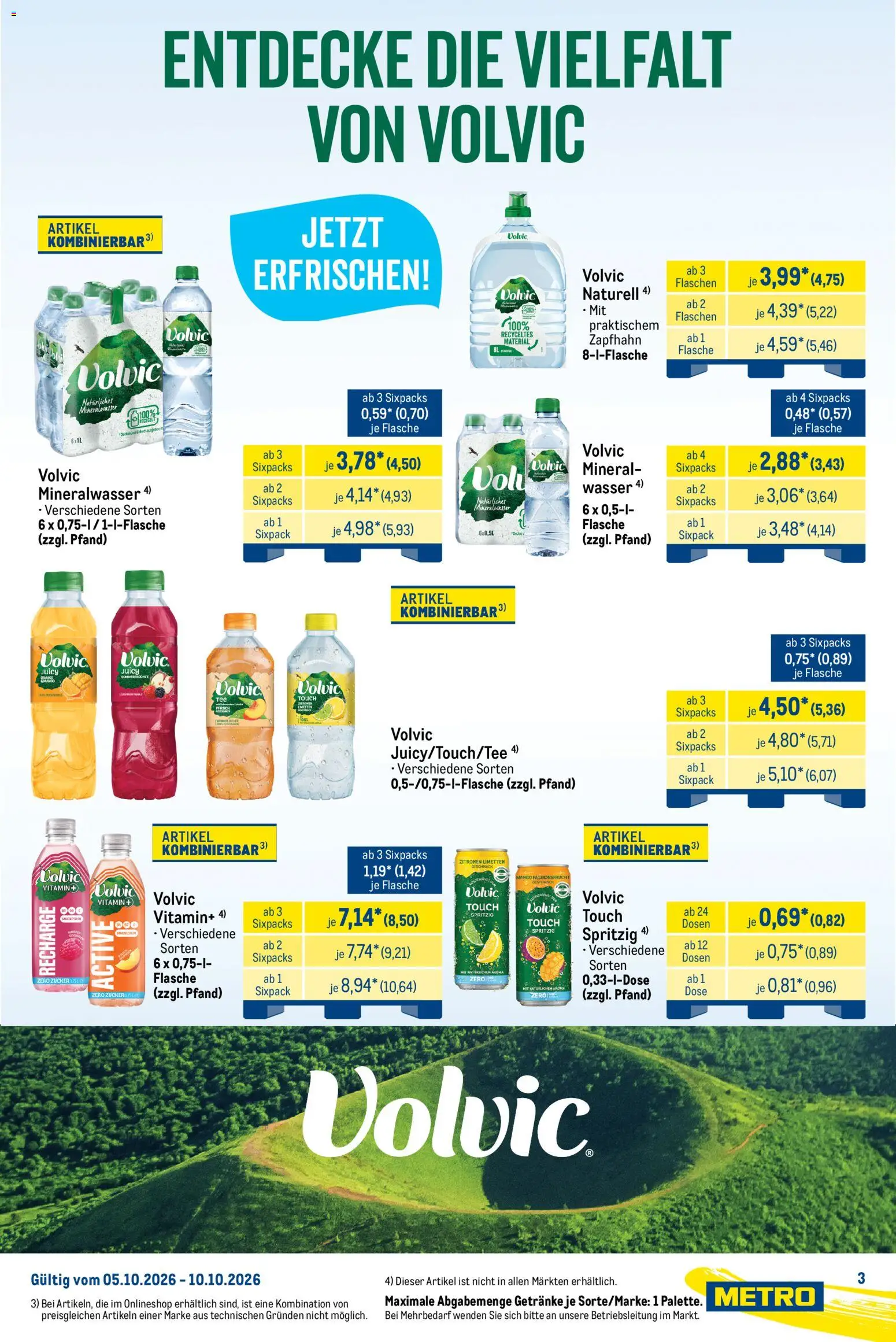 Metro Starke Marken – gültig ab 05.10.2026 | Seite: 3 | Produkte: Limetten, Wasser, Volvic, Zitronen