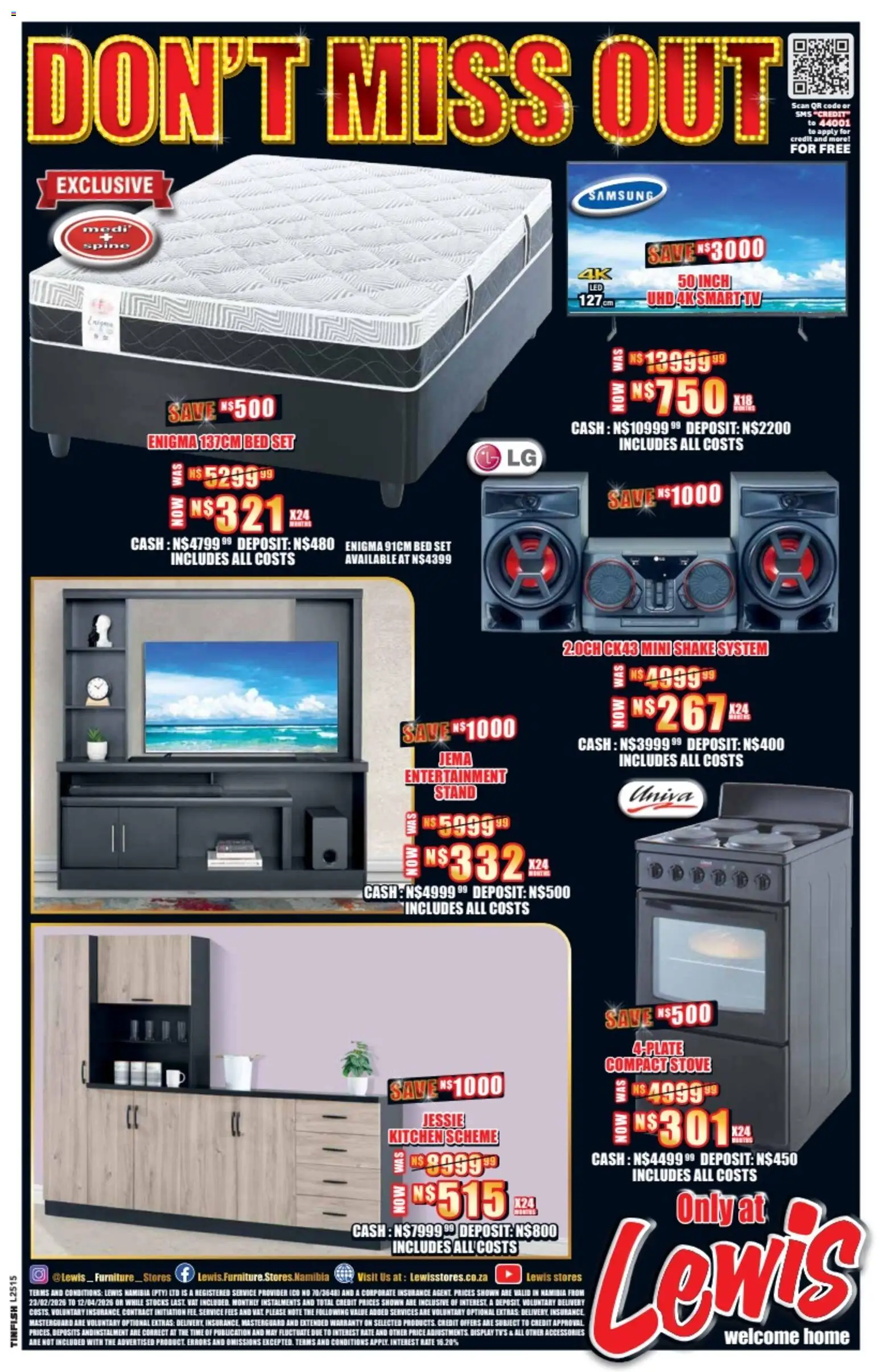 Lewis Stores - Namibia Clearance Specials (23/02/2026 - 12/04/2026) Online