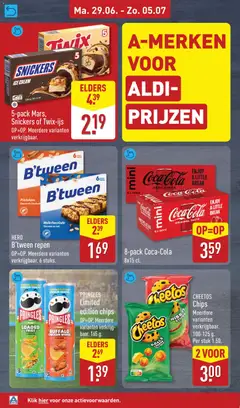 5-pack Mars, Snickers of Twix-ijs, 5-pack Mars, Snickers of Twix-ijs OP=OP. Meerdere varianten verkrijgbaar. - Voorbeeld van een folder van Aldi, geldig van 29-06-2026 | Pagina: 16