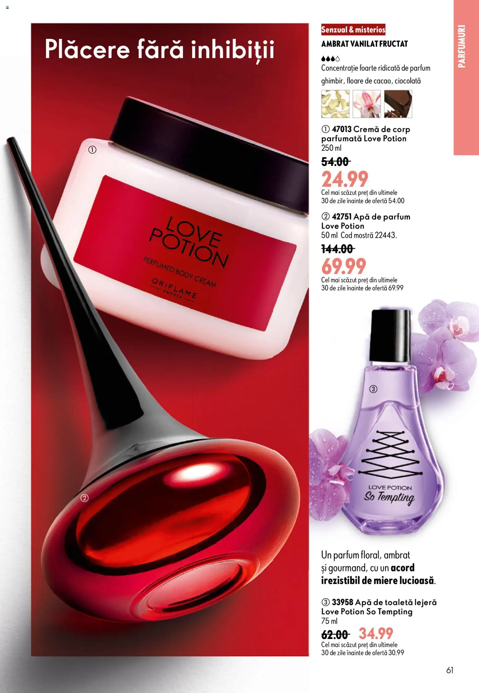 Noul catalog Oriflame – valabil de la 08.07.2026 | Pagină: 61 | Produse: Apă de parfum, Body, Apă de toaletă, Ciocolată
