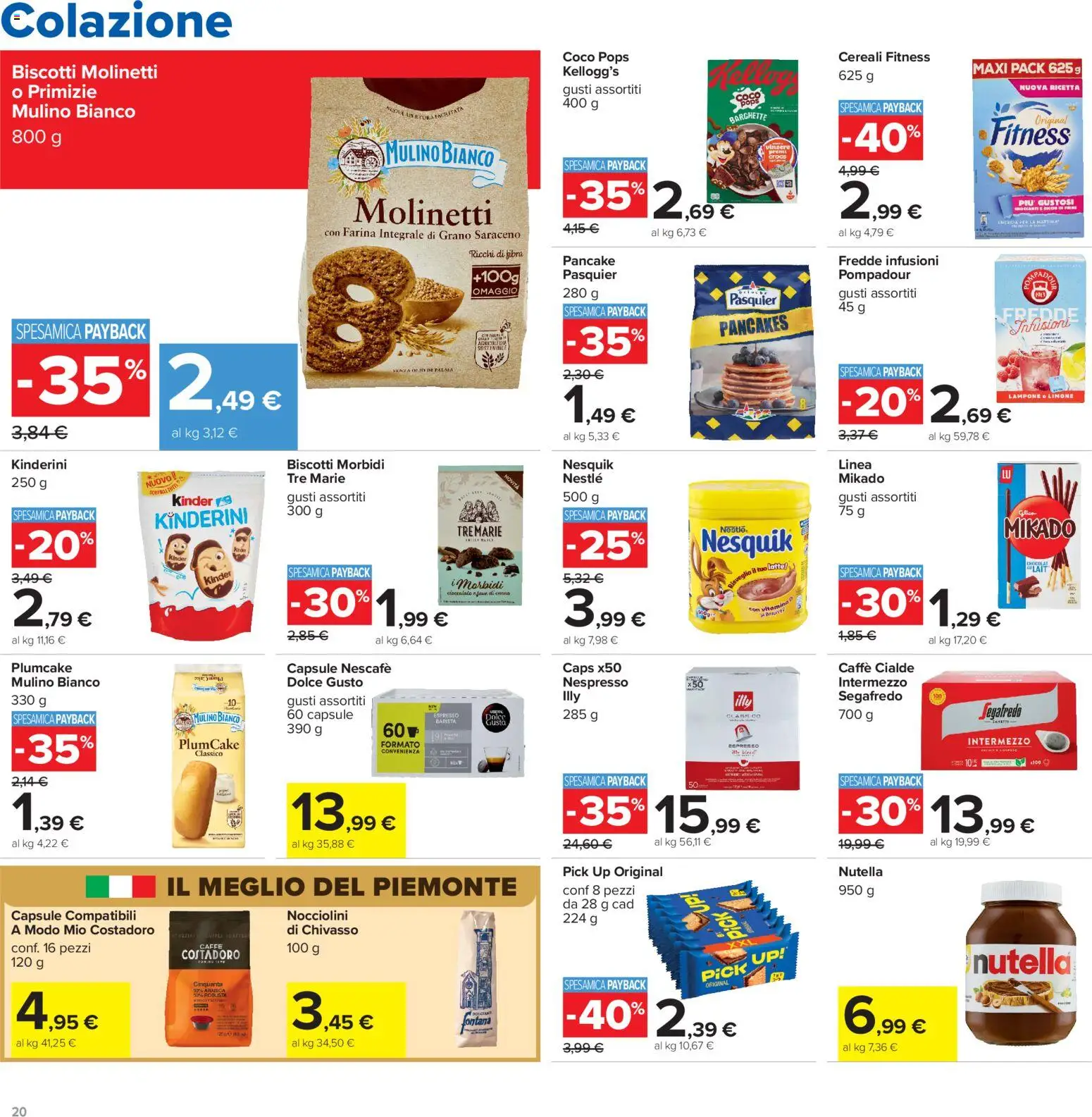 Volantino Carrefour del 16.06.2026 | Pagina: 20 | Prodotti: Caffè, Cereali, Biscotti, Nutella