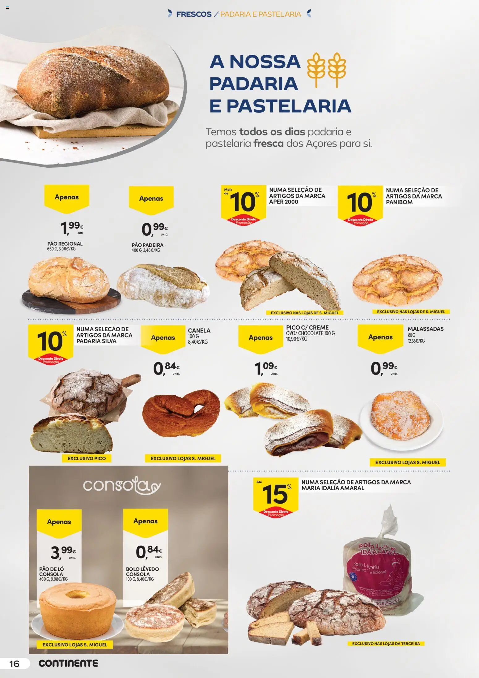 Continente - O melhor dos Açores │ válido de 12.05.2026 | Página: 16 | Produtos: Padaria, Bolo, Pão, Chocolate