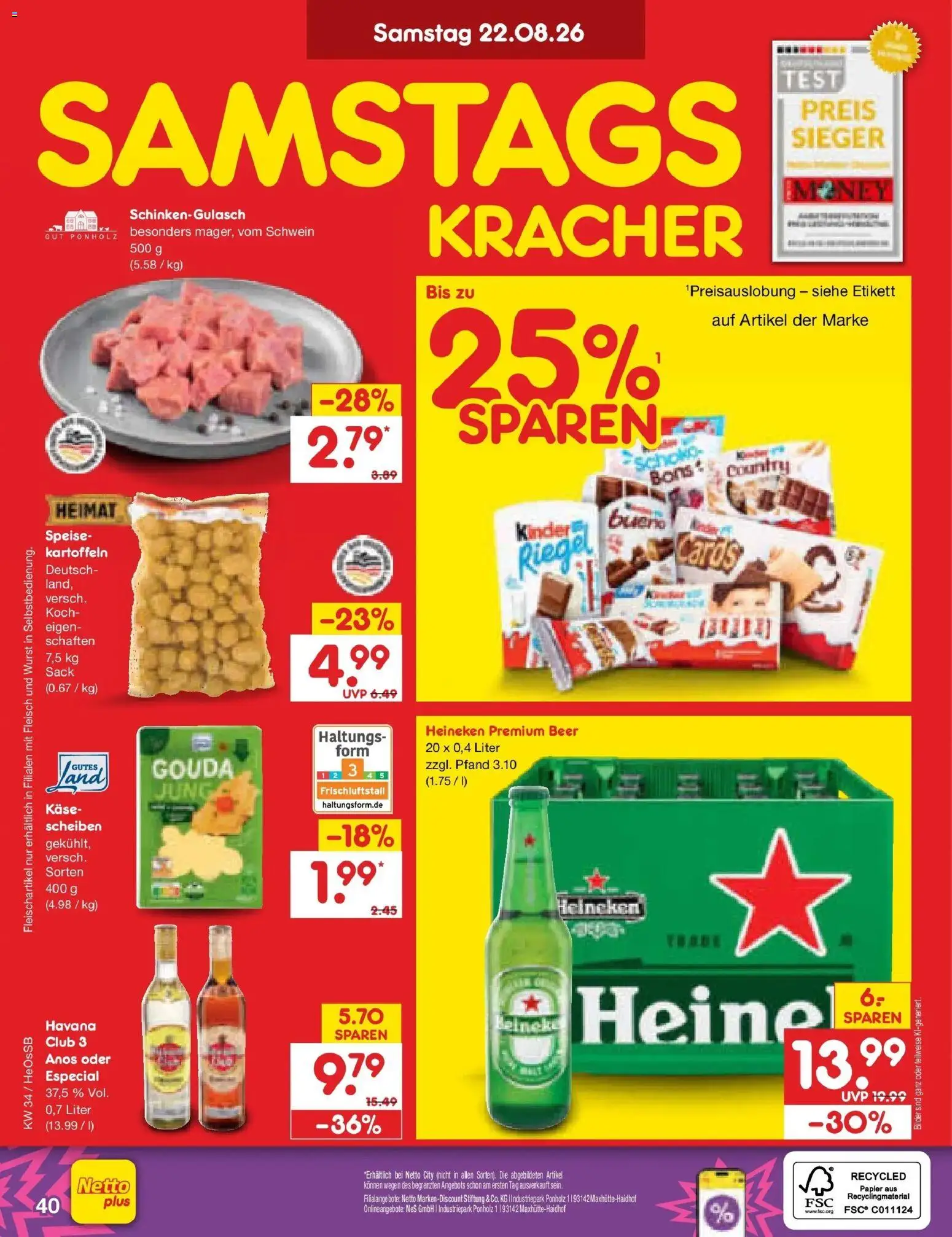 Netto Marken-Discount Prospekt Kröpelin – gültig ab 17.08.2026 | Seite: 58 | Produkte: Käse, Kinder bueno, Heineken, Fleisch