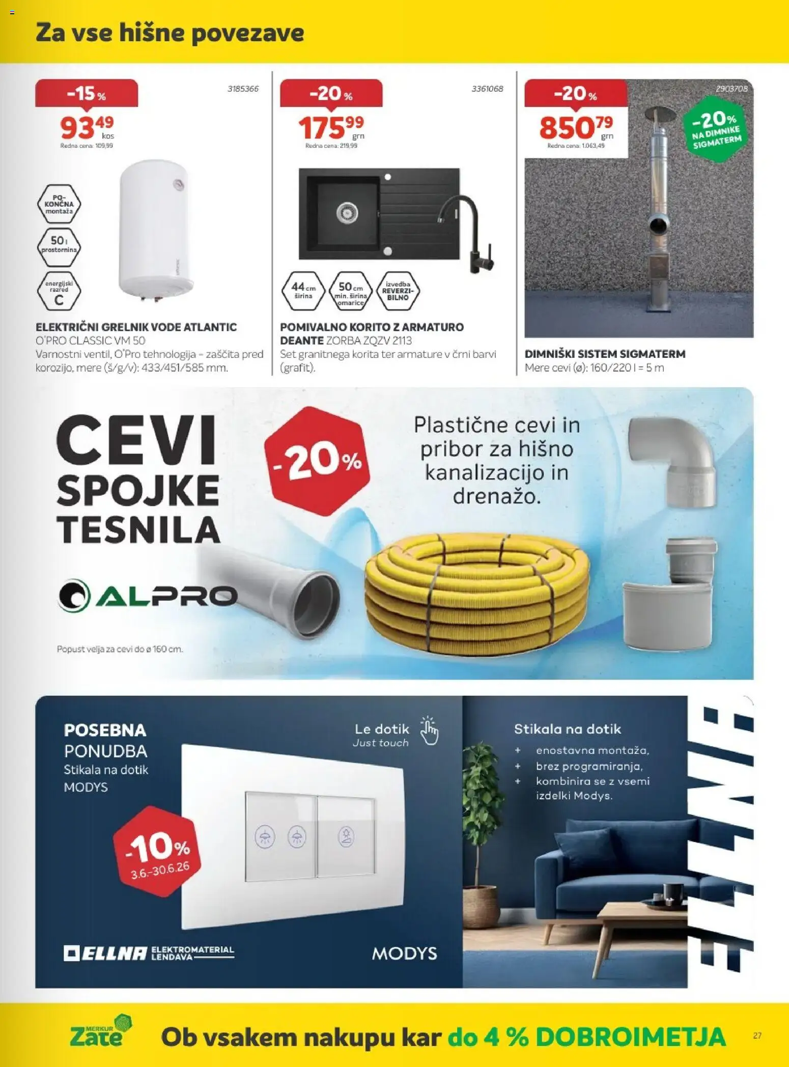 Novi Merkur katalog ponudbe – veljaven od 03.06.2026 | Stran: 27 | Izdelki: Pribor, Pomivalno korito, Grelnik vode