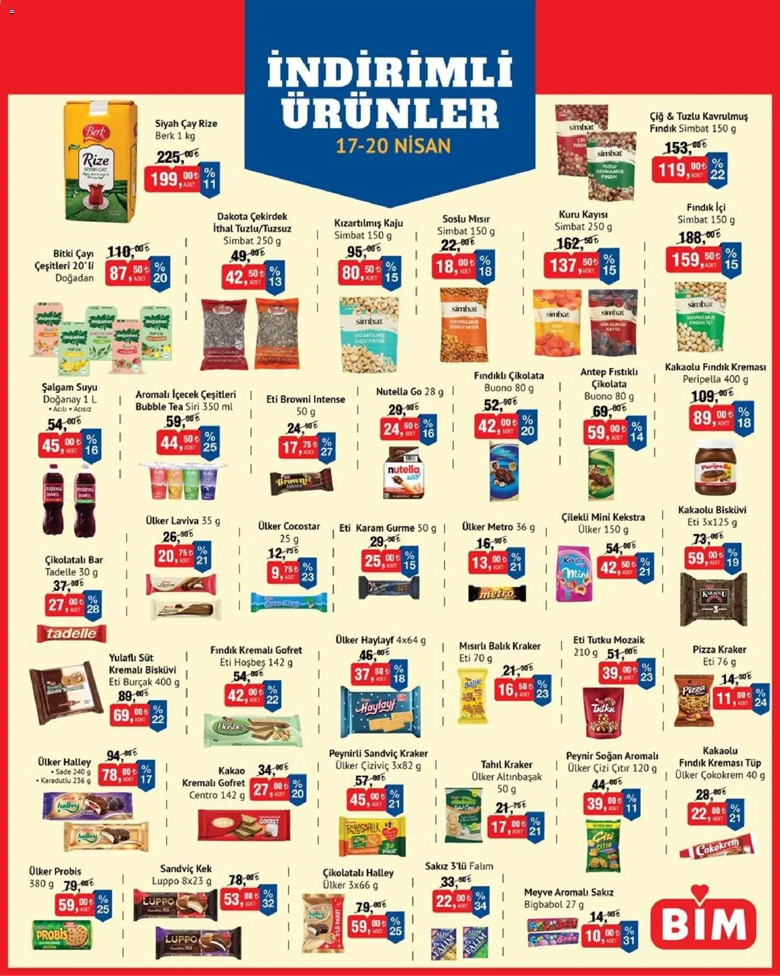 BİM - İndirimli Ürünler - 17.04.2026 tarihinden itibaren geçerlidir | Sayfa: 3 | Ürünler: Gofret, Pizza, Kayısı, Tahıl