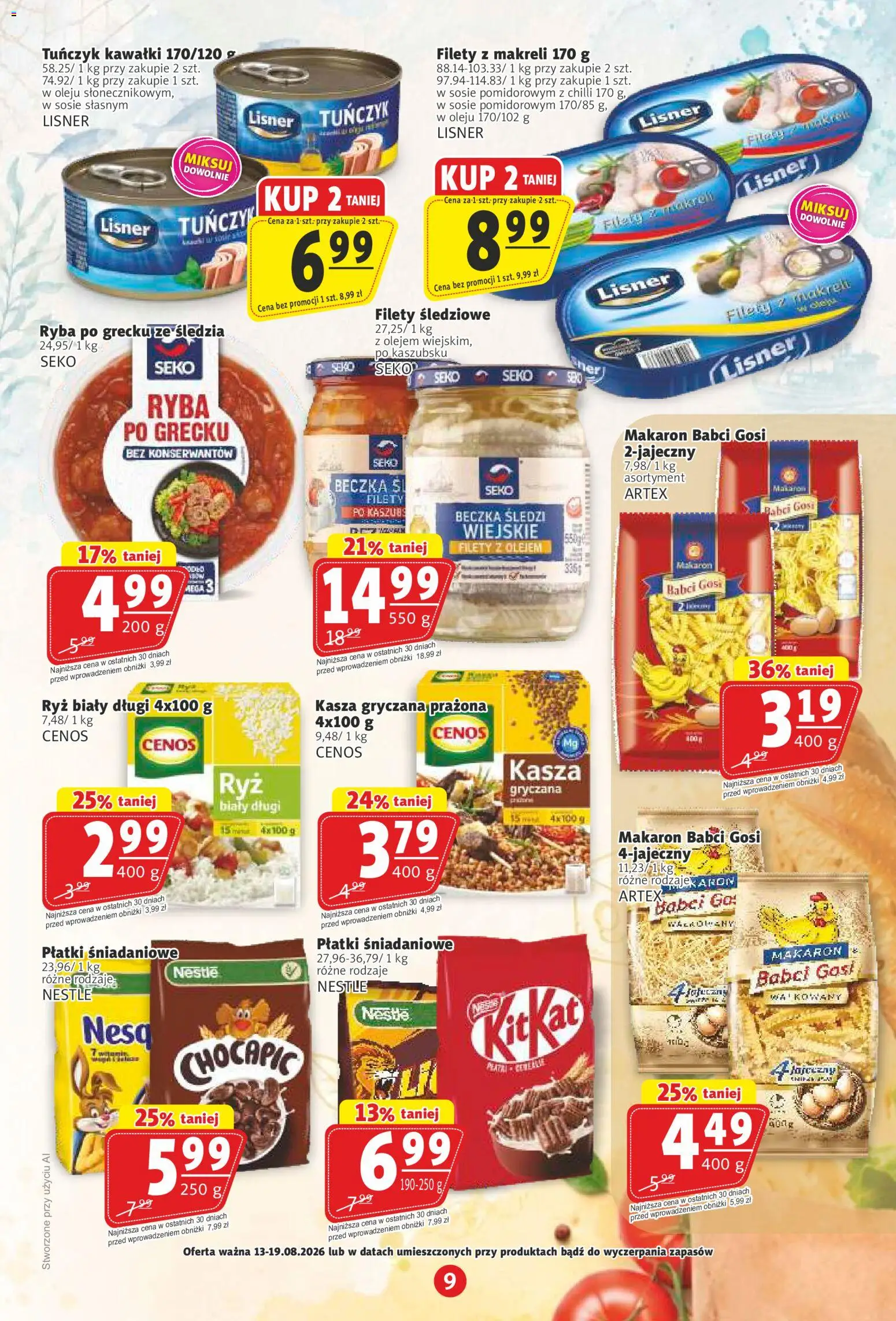 Prim Market gazetka od 13.08.2026 | Strona: 9 | Produkty: Ryż biały, Kasza gryczana, Ryba po grecku, Ryż