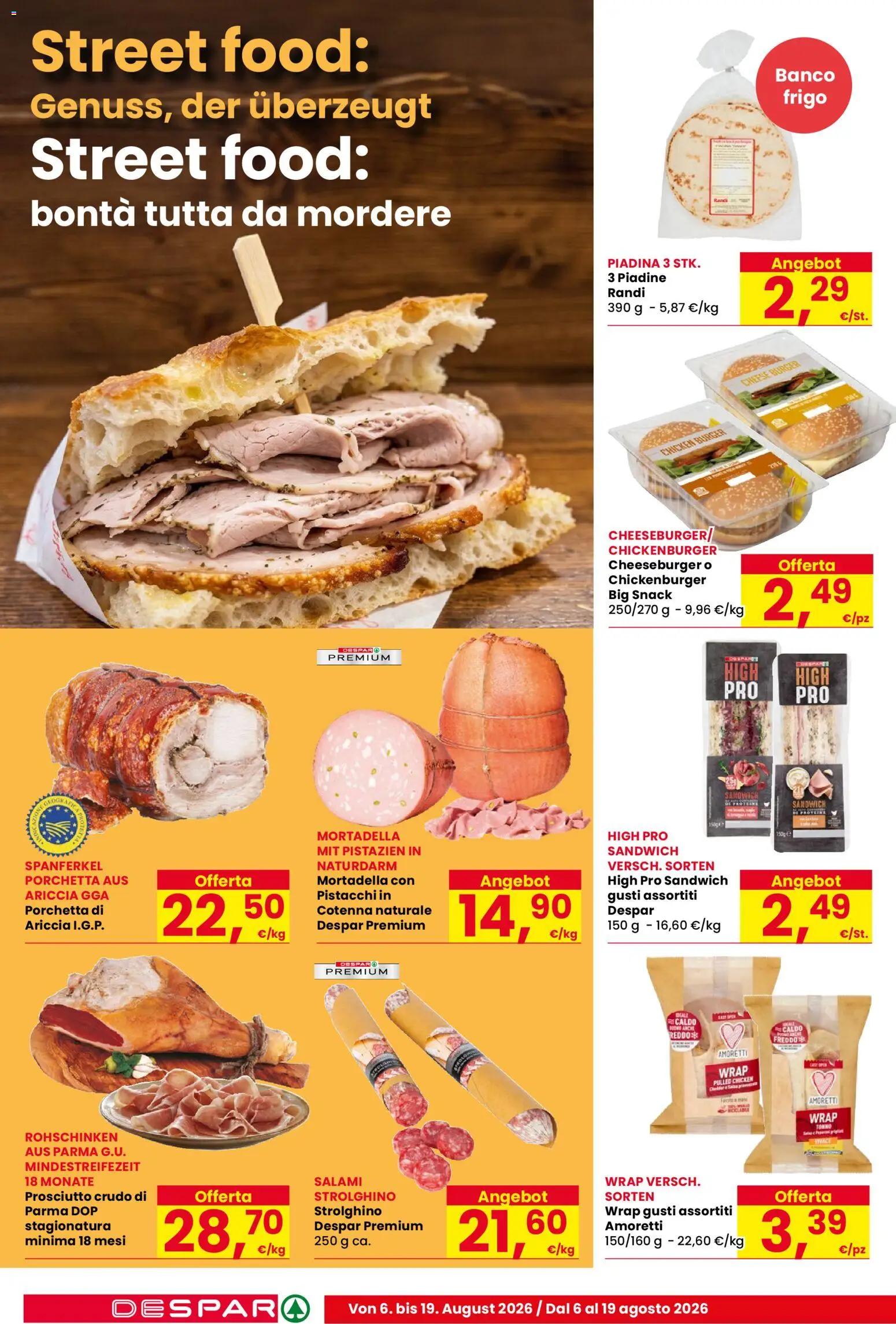 Volantino Eurospar del 06/08/2026 | Pagina: 6 | Prodotti: Prosciutto Crudo, Porchetta, Prosciutto, Mortadella