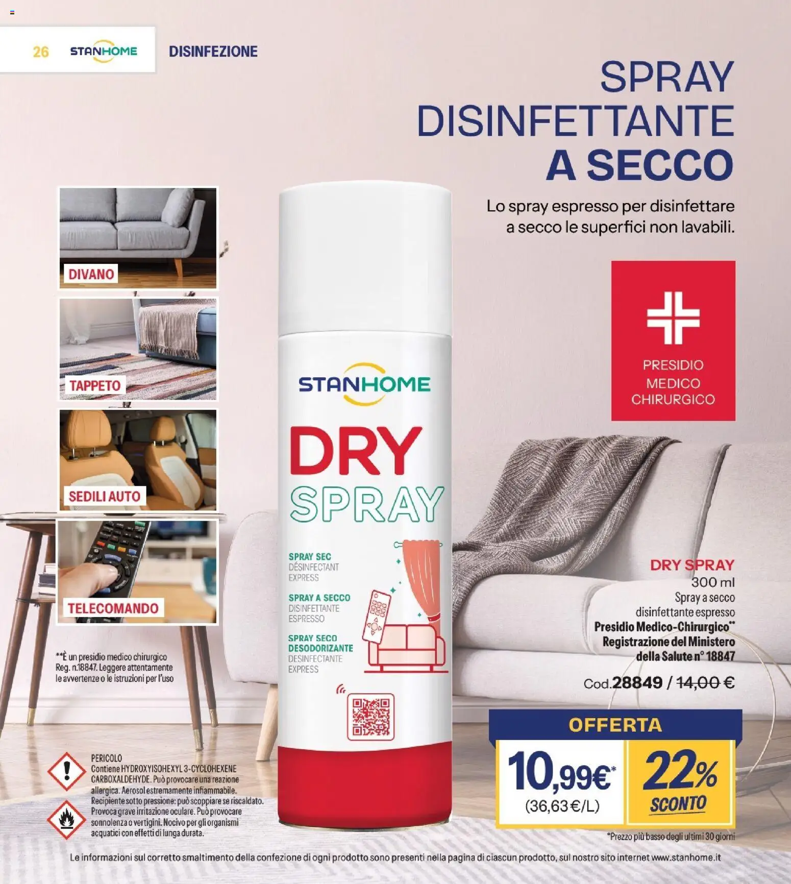 Volantino Stanhome del 08/09/2026 | Pagina: 27 | Prodotti: Spray disinfettante, Basso, Divano, Tappeto