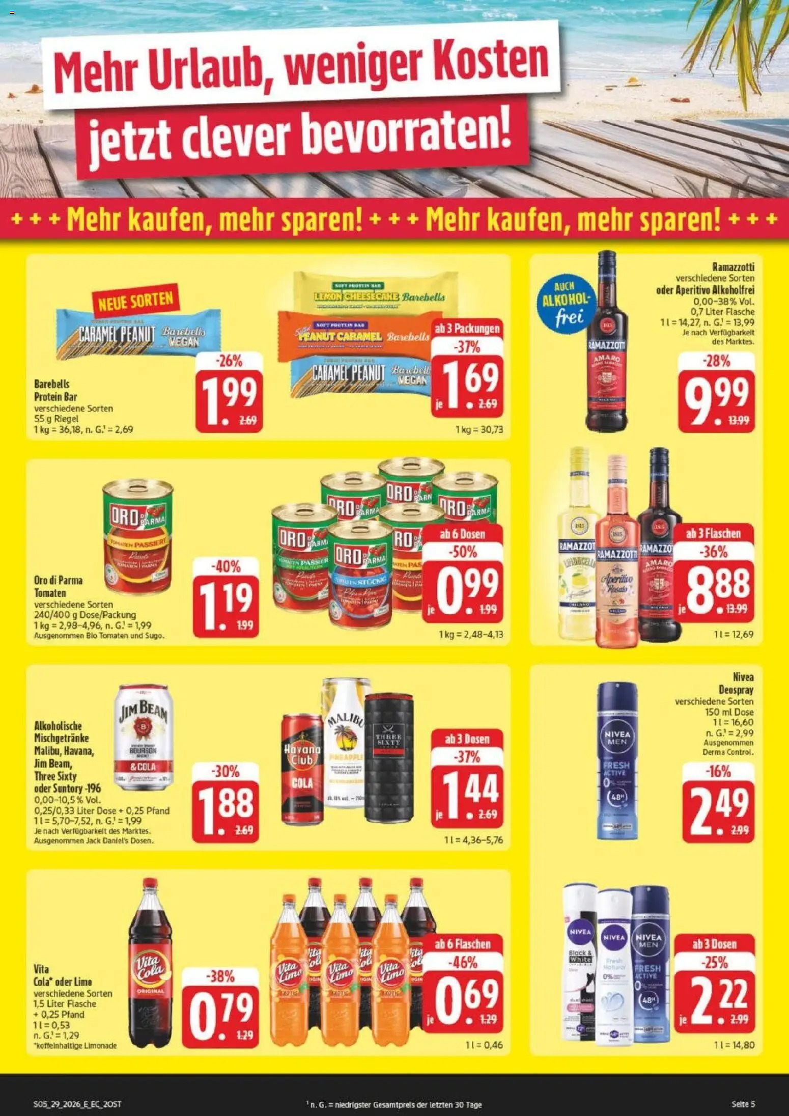 Edeka Prospekt Verrückter Preis – gültig ab 13.07.2026 | Seite: 5 | Produkte: Jim beam, Tomaten, Vita cola, Deospray