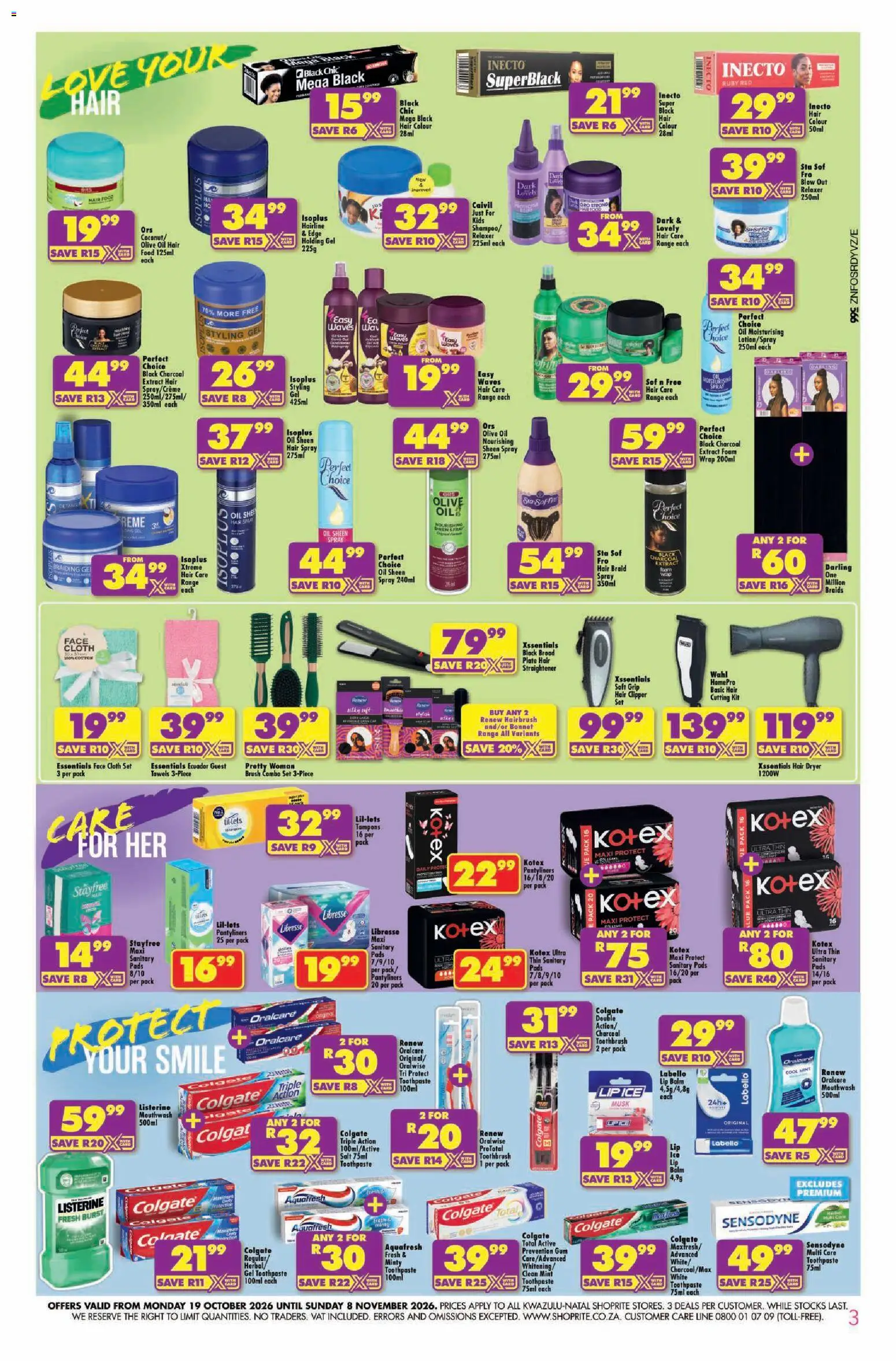 New Shoprite catalogue – valid from 19/10/2026 | Page: 3 | Products: Dryer, Hair dryer, Pads, Salt