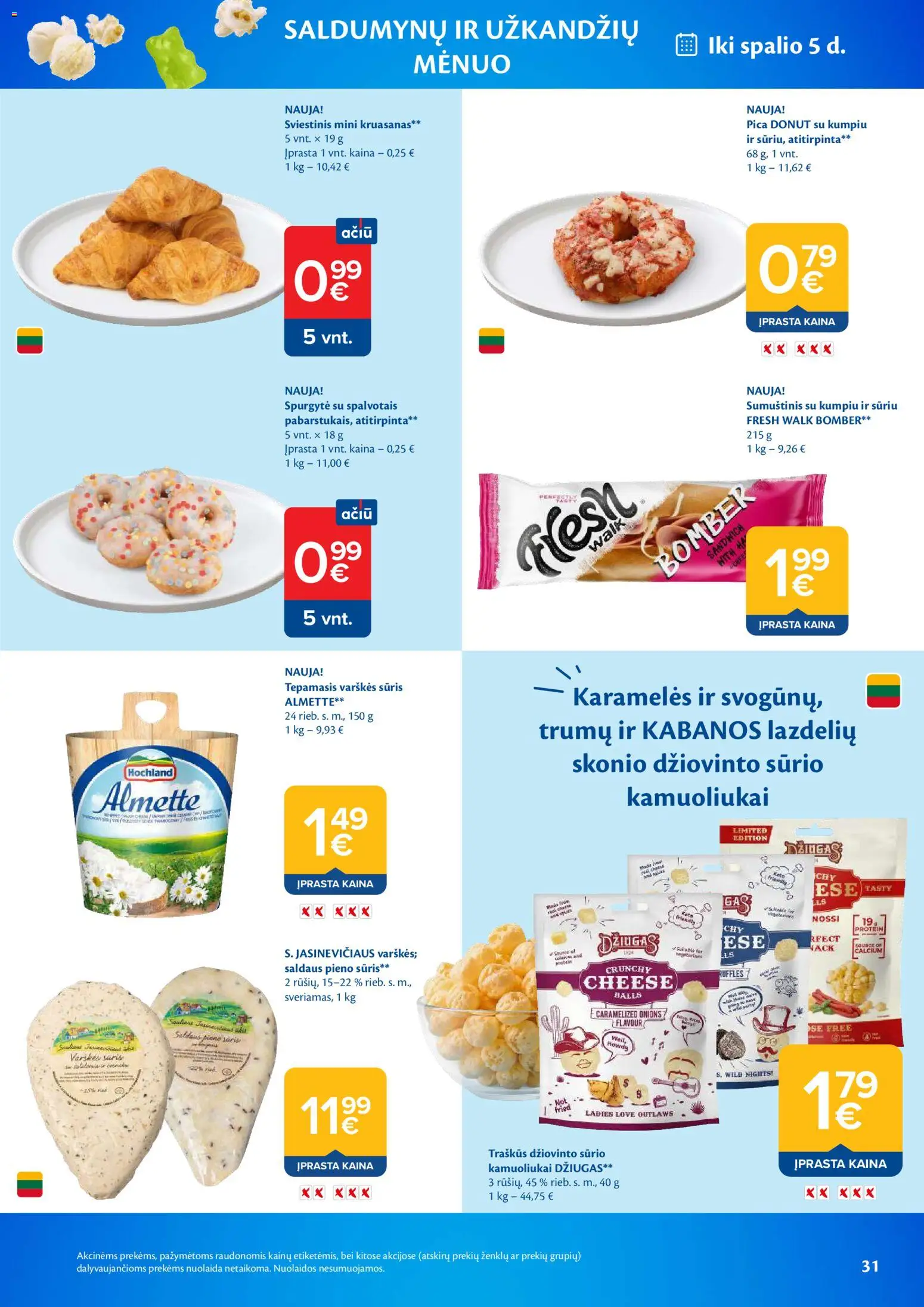 MAXIMA akcijos nuo 2026.09.01 | Puslapis: 31 | Prekių: Varškės sūris, Sumuštinis, Sūris, Pica