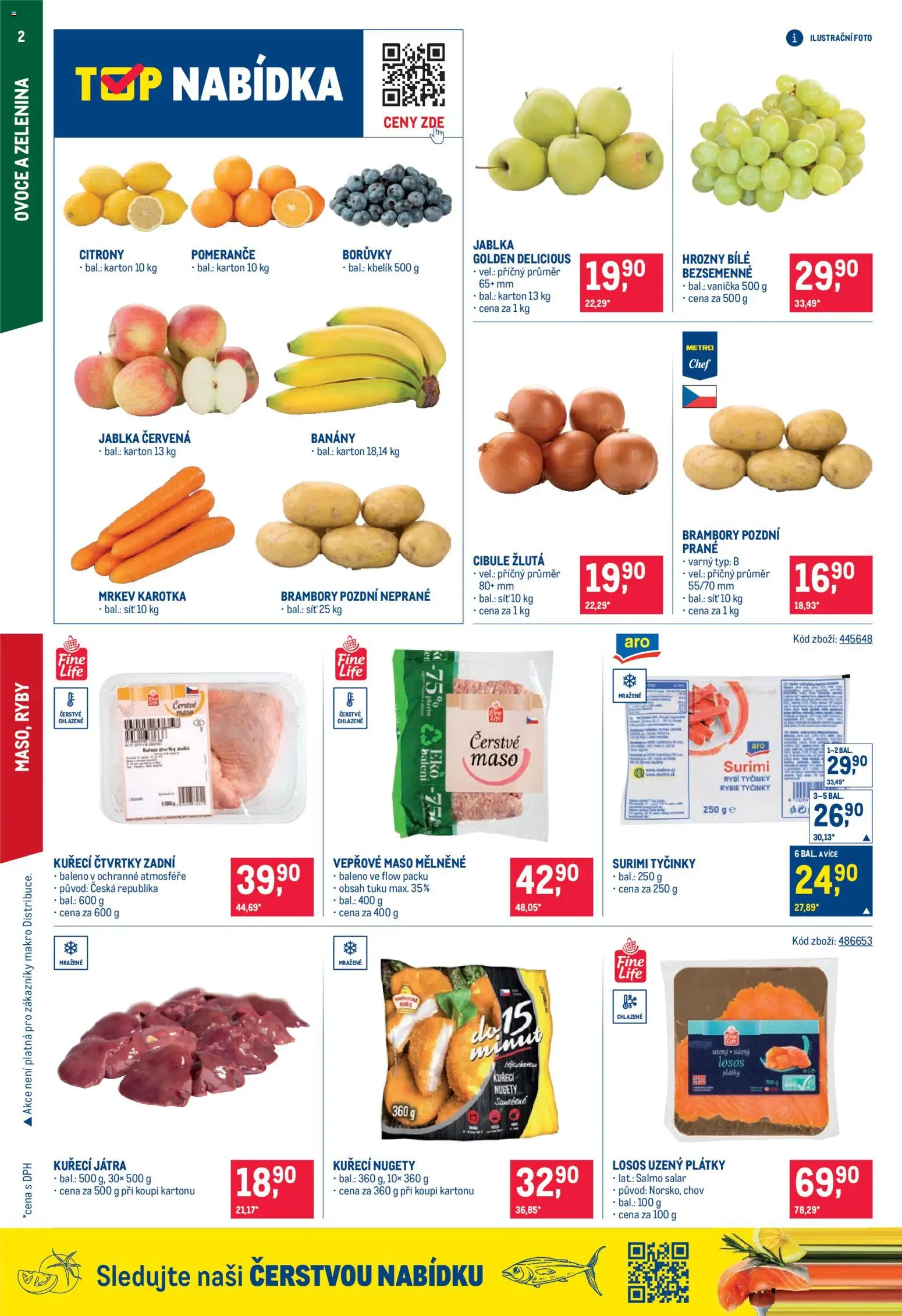 Makro leták od 23.09.2026 | Strana: 2 | Produkty: Banány, Kuřecí plátky, Surimi tyčinky, Hrozny