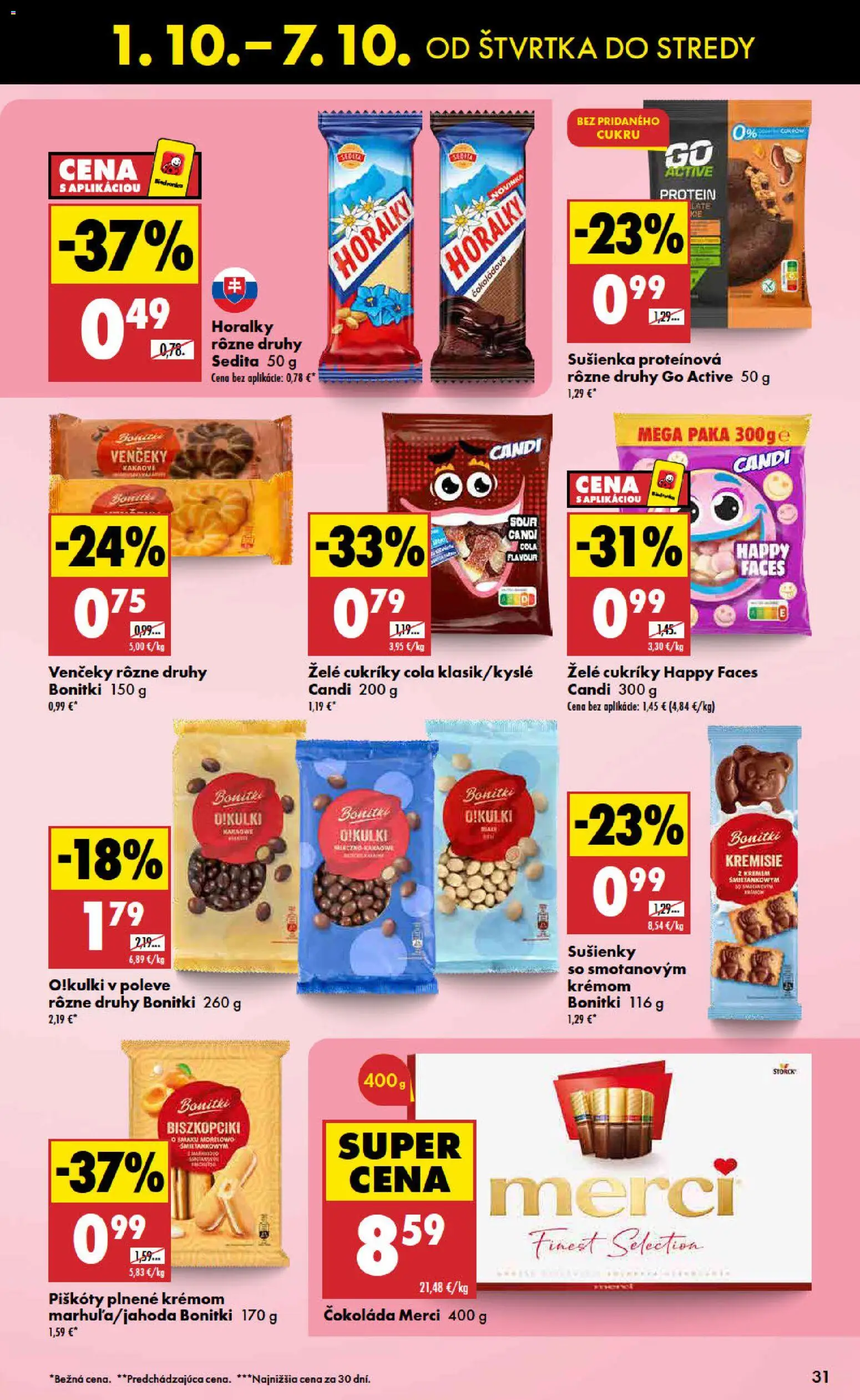 Nové Biedronka akcie – leták je platný od 01.10.2026 | Strana: 31 | Produkty: Merci, Čokoláda, Cukríky, Horálky