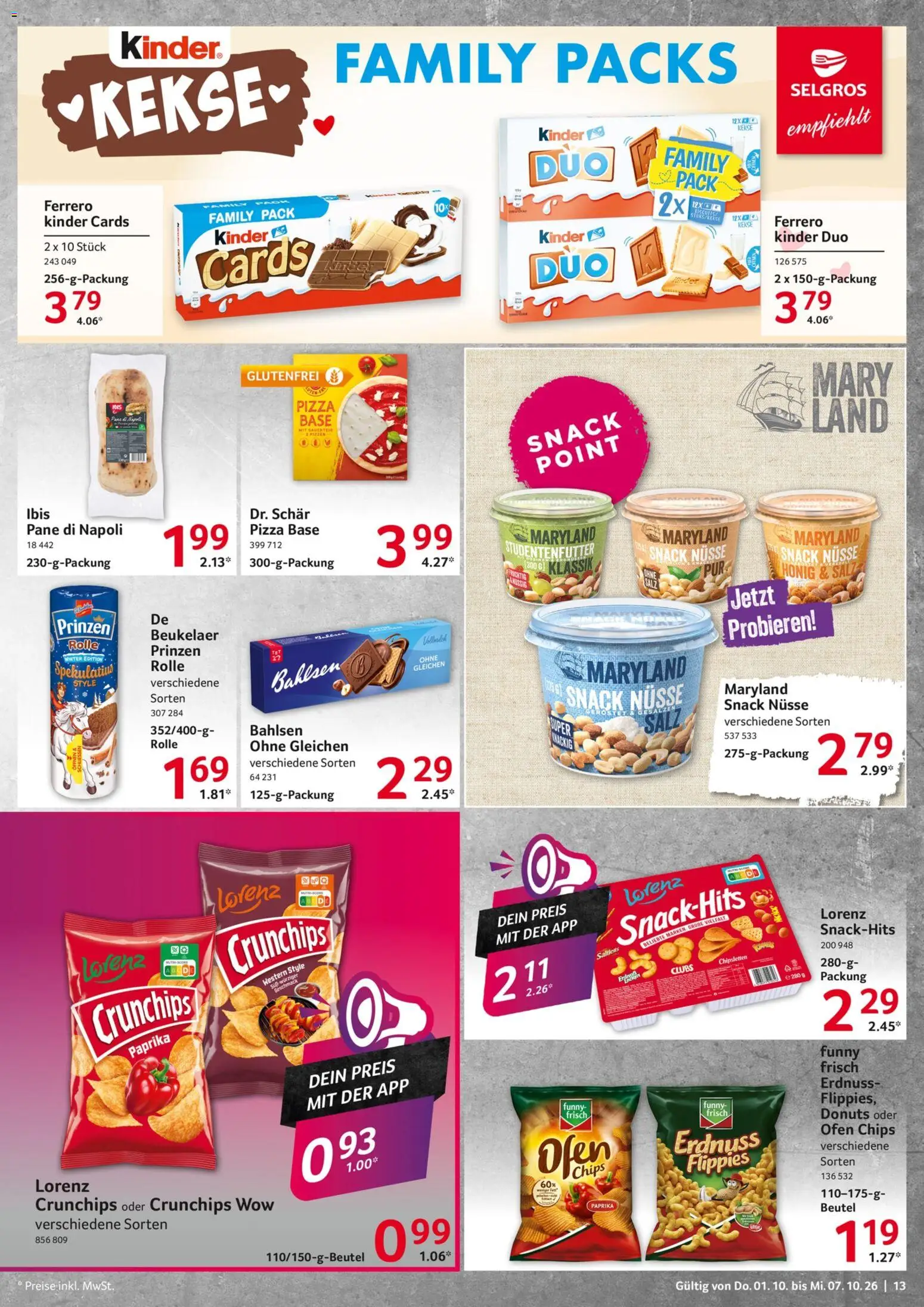 Selgros Prospekt – gültig ab 01.10.2026 | Seite: 13 | Produkte: Ofen, Salz, Lorenz crunchips, Chips