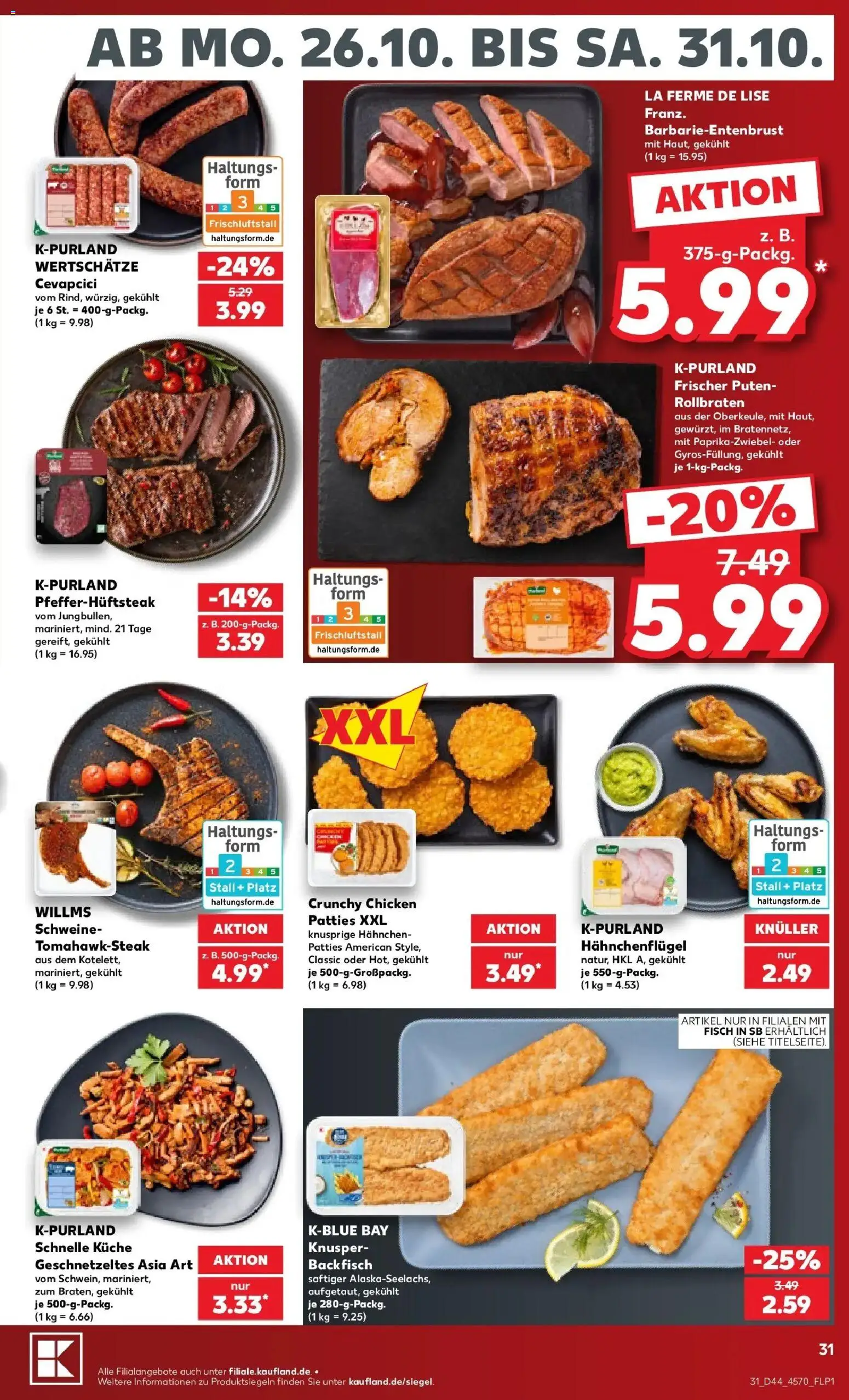 Prospekt Kaufland ab 26.10.2026 » Angebote Online zum Blättern | Seite: 35 | Produkte: Hahnchen, Küche, Cevapcici, Fisch