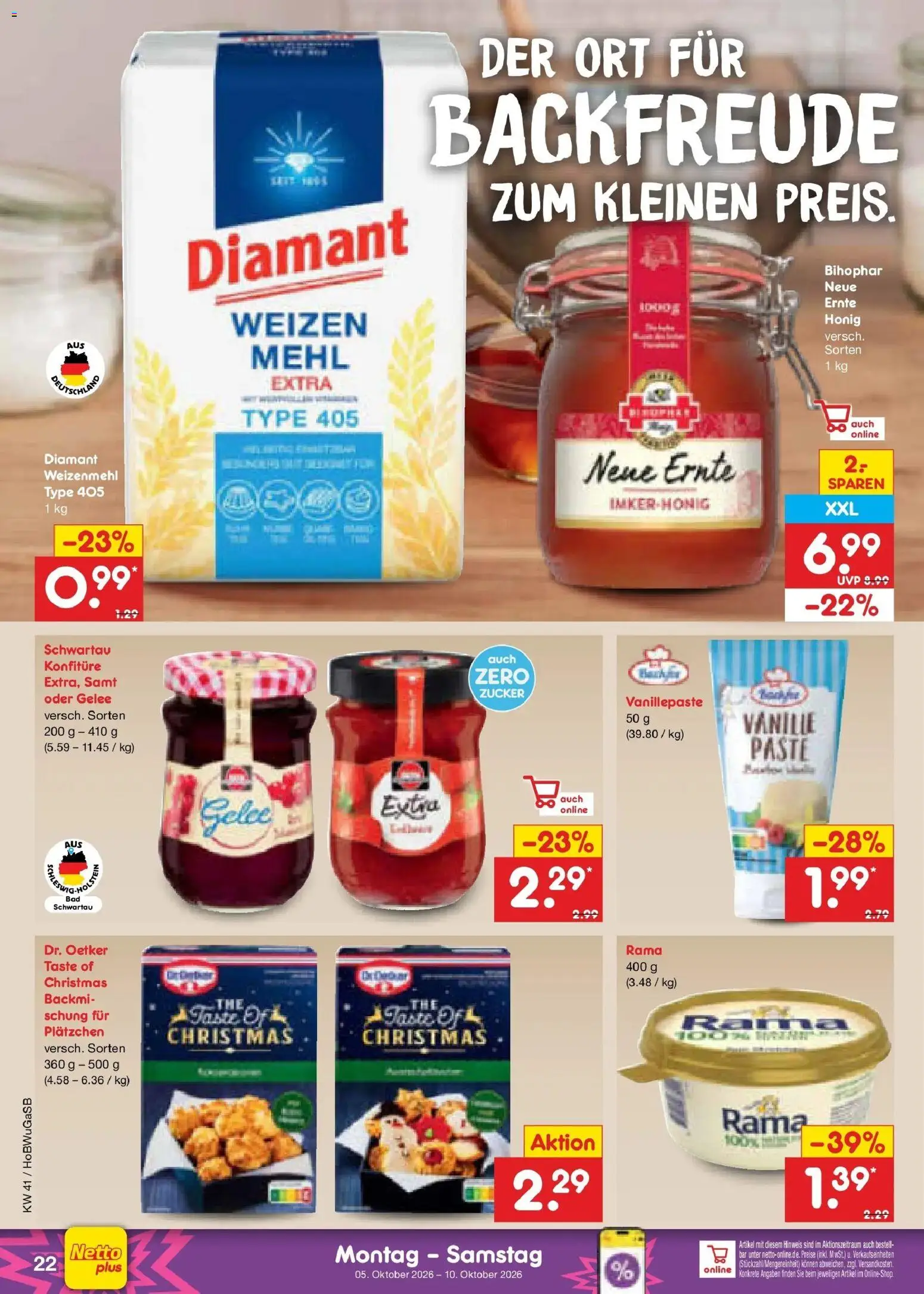 Netto Marken-Discount Prospekt Hannover – gültig ab 05.10.2026 | Seite: 24 | Produkte: Rama, Mehl, Vanille, Zucker